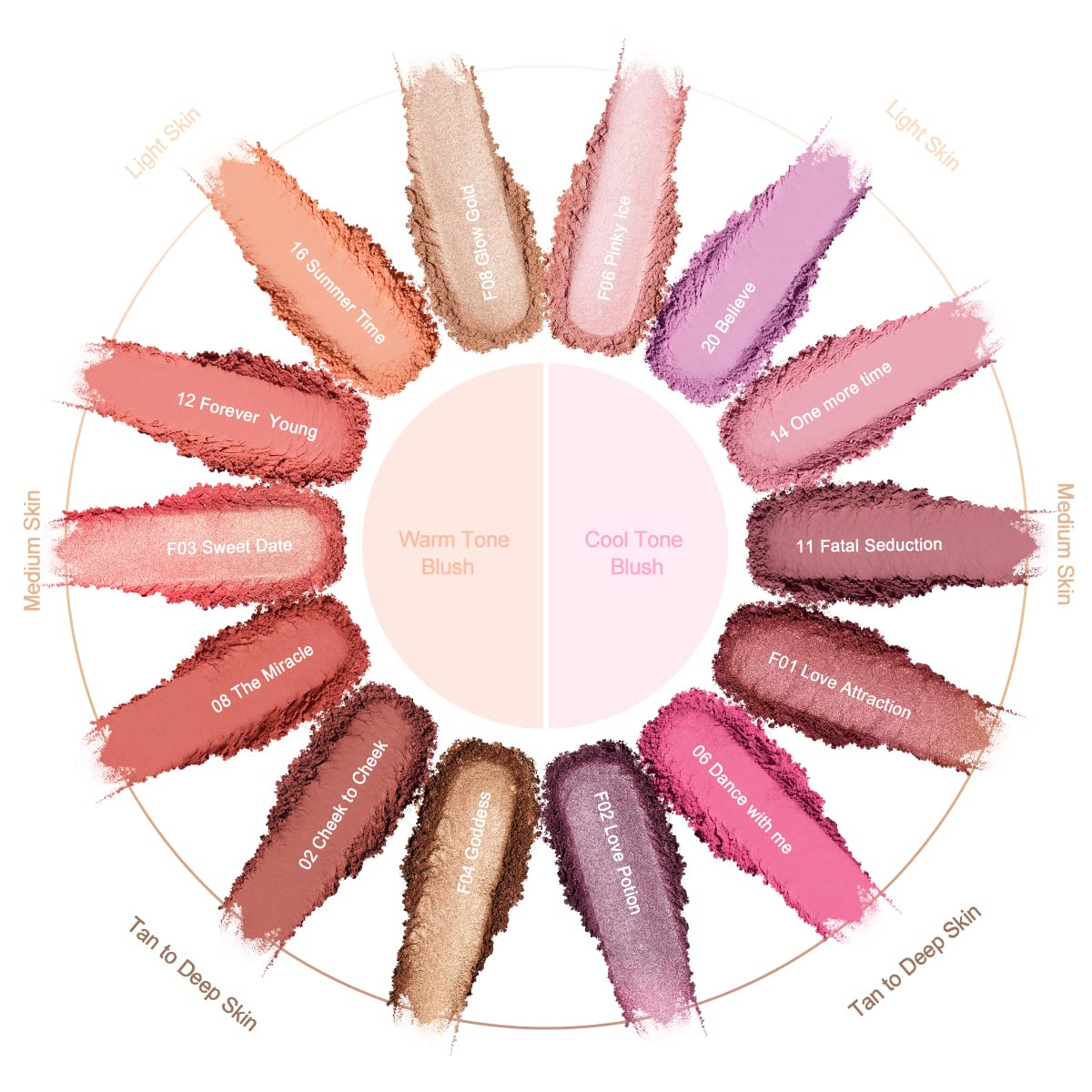 Oulac Luminous Blush Makeup Glow Coral Gold|Subtle Shimmery Creamy Powdery Blush Highlighter Cheek| Pigmented&Blendable | Light to Medium Skin Tone| Vegan & Cruelty-Free| 4.8g F03 Sweet Date