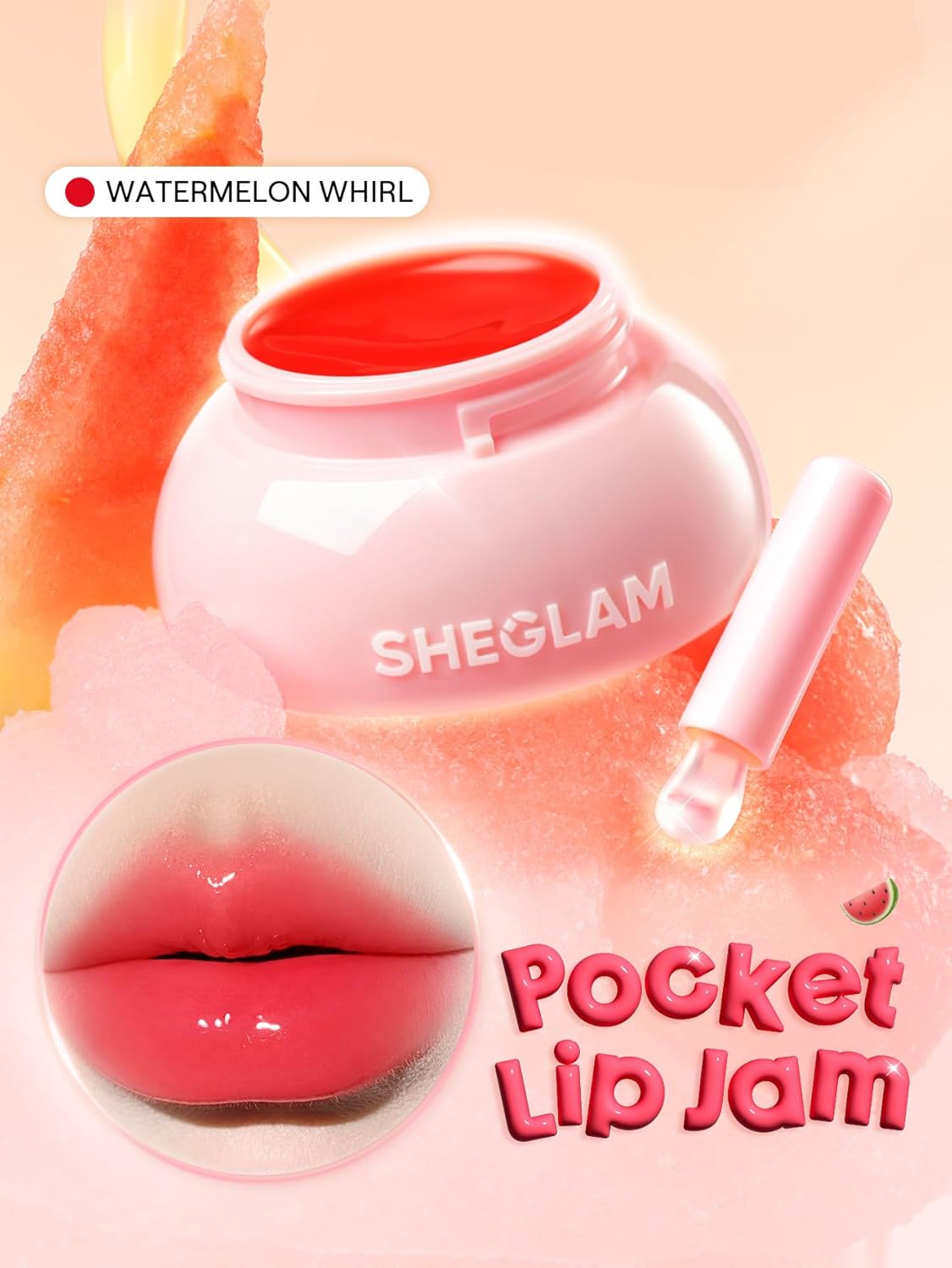 SHEGLAM Hydra Jelly Pocket Lip Jam Hydrating Nourishing Lip Gloss Moisturizing Lip Makeup-Watermelon Whirl