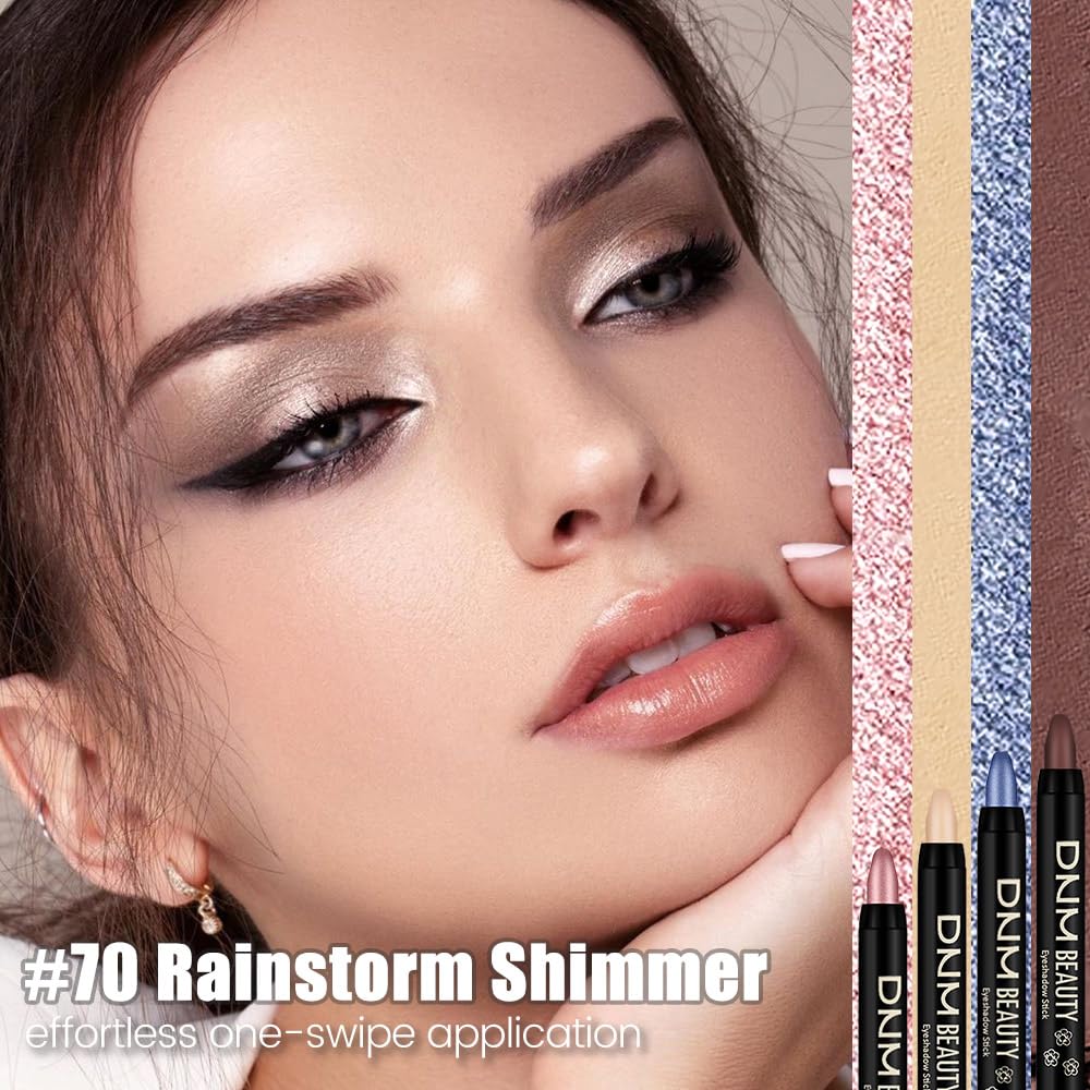 Silver Grey Shimmer Cream Eye Shadow Stick Makeup for Women, Shimmer Eyeliner Pencil Eyeshadow Brightener Stick for Eyes, Waterproof Eyeshadow Applicator Blendable sombras para ojos 70#