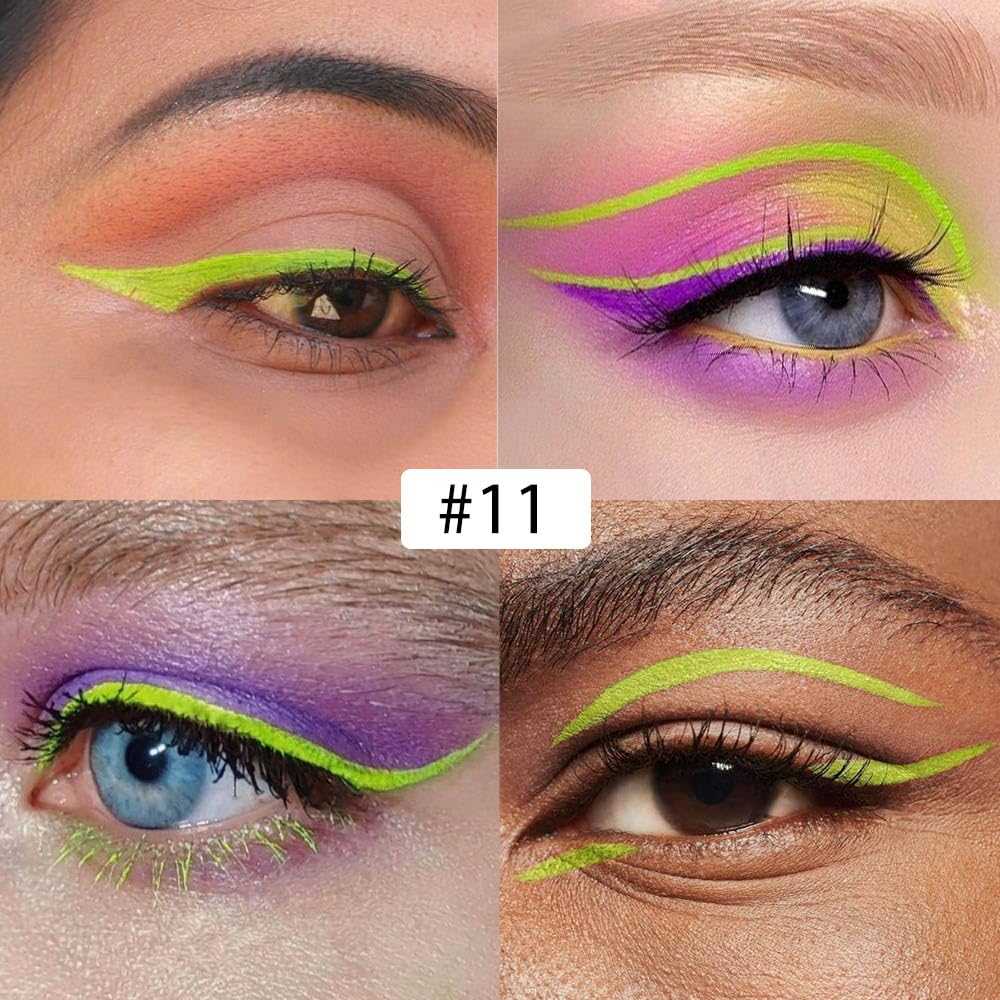 evpct 1Pcs Light Green Liquid Eyeliner Waterproof Light Green Eye Liners for Women, Eyes Wing Stamps Shapes Colored Eyeliner delineador de ojos a prueba de agua contra el agua blanco para ojos