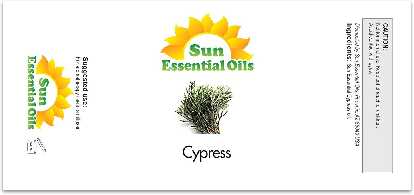 Sun Essential Oils Cypress Essential Oil 16oz Bulk for Aromatherapy, Diffuser, and Muscle Ease