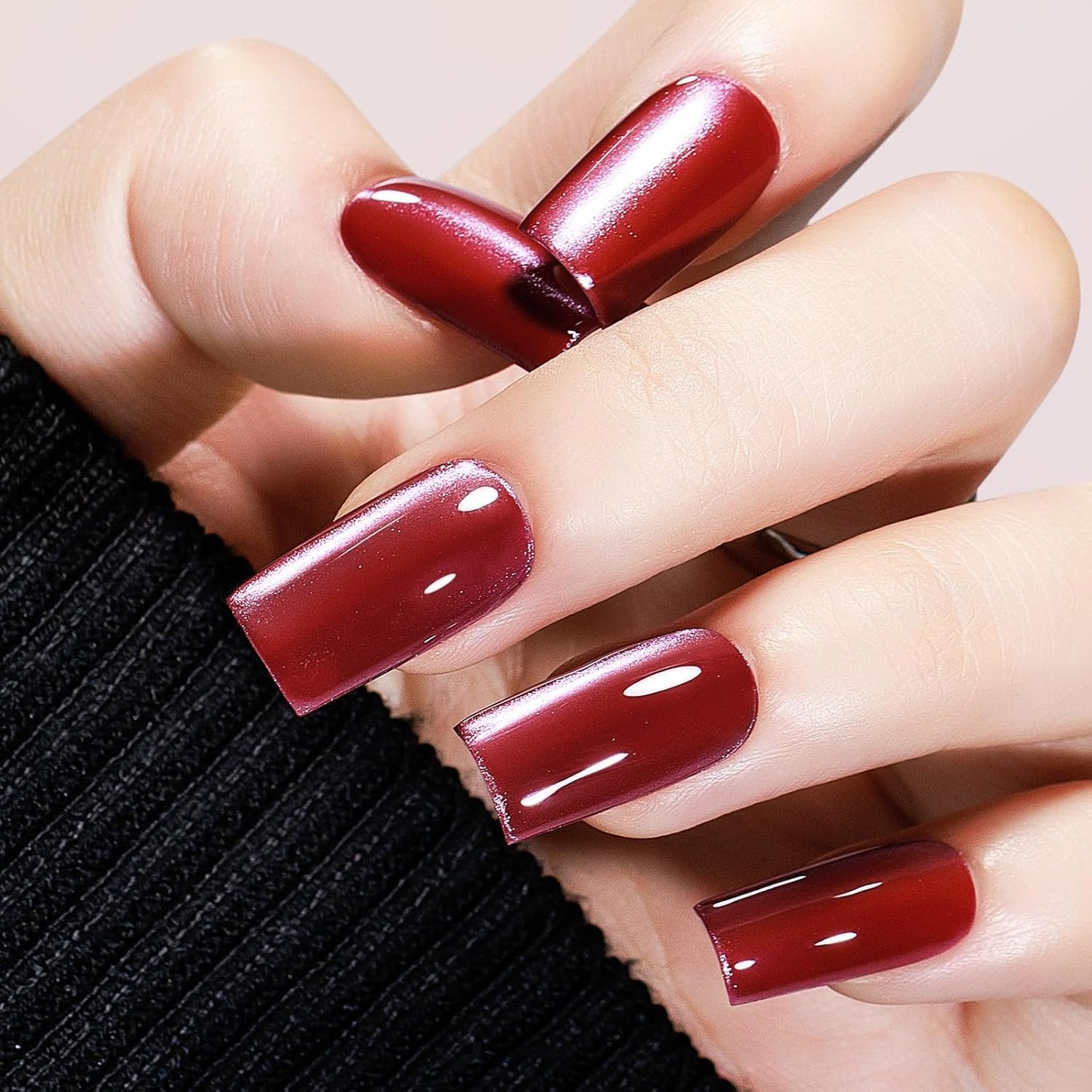 MIZHSE Quick Dry Cat Eye Nail Polish, Red Magnetic Nail Polish with Magnet, Air Dry Fast Nail Lacquer Non-Gel 15ml Cateye Polish for Women Girls Manicure DIY Home