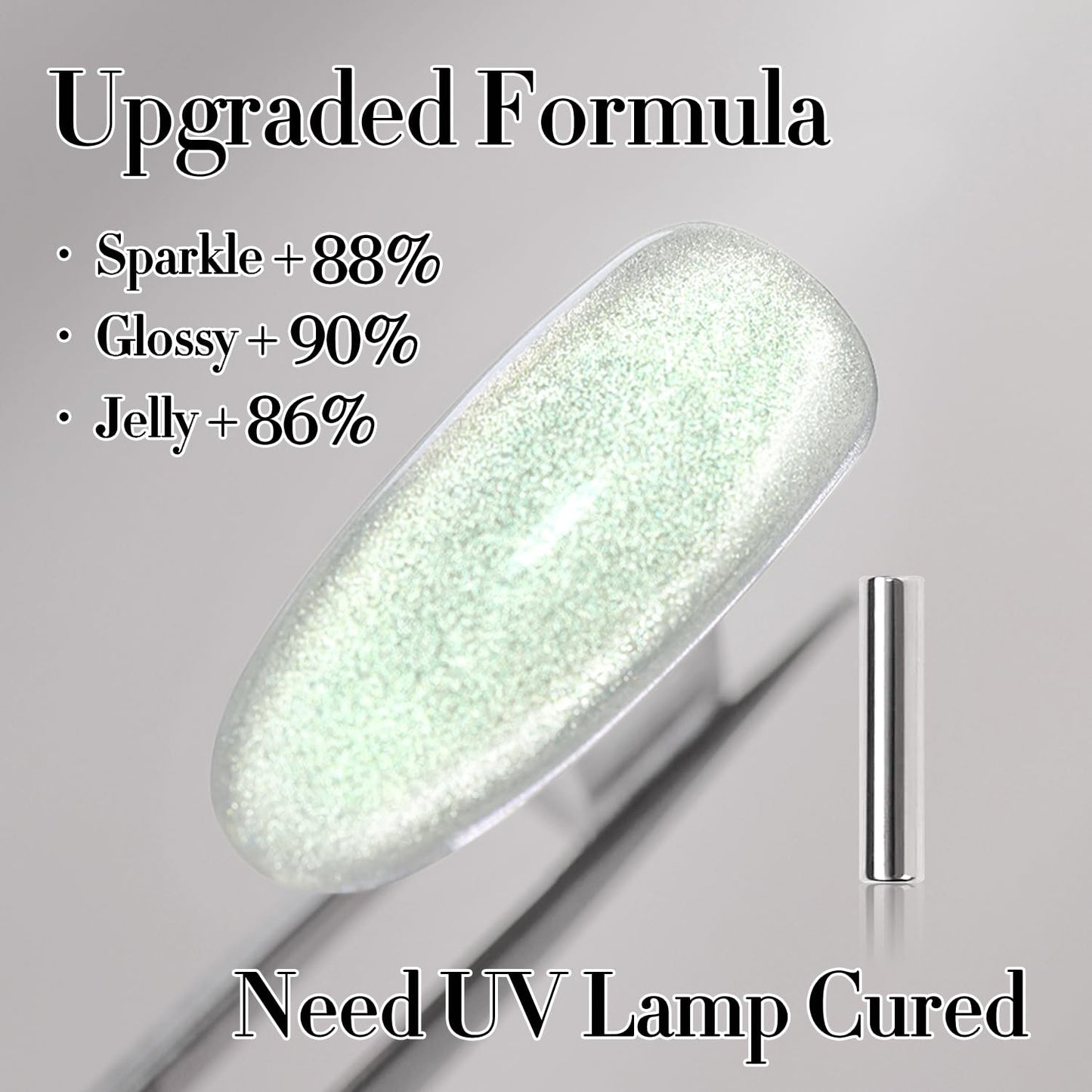 Double Rhythm 15ML Cat Eye Gel Polish with Magnet Holographic Glitter Shimmer Translucent Sheer Color Salon Ice Glass Magnetic Gel at Home (Green-MC1141)