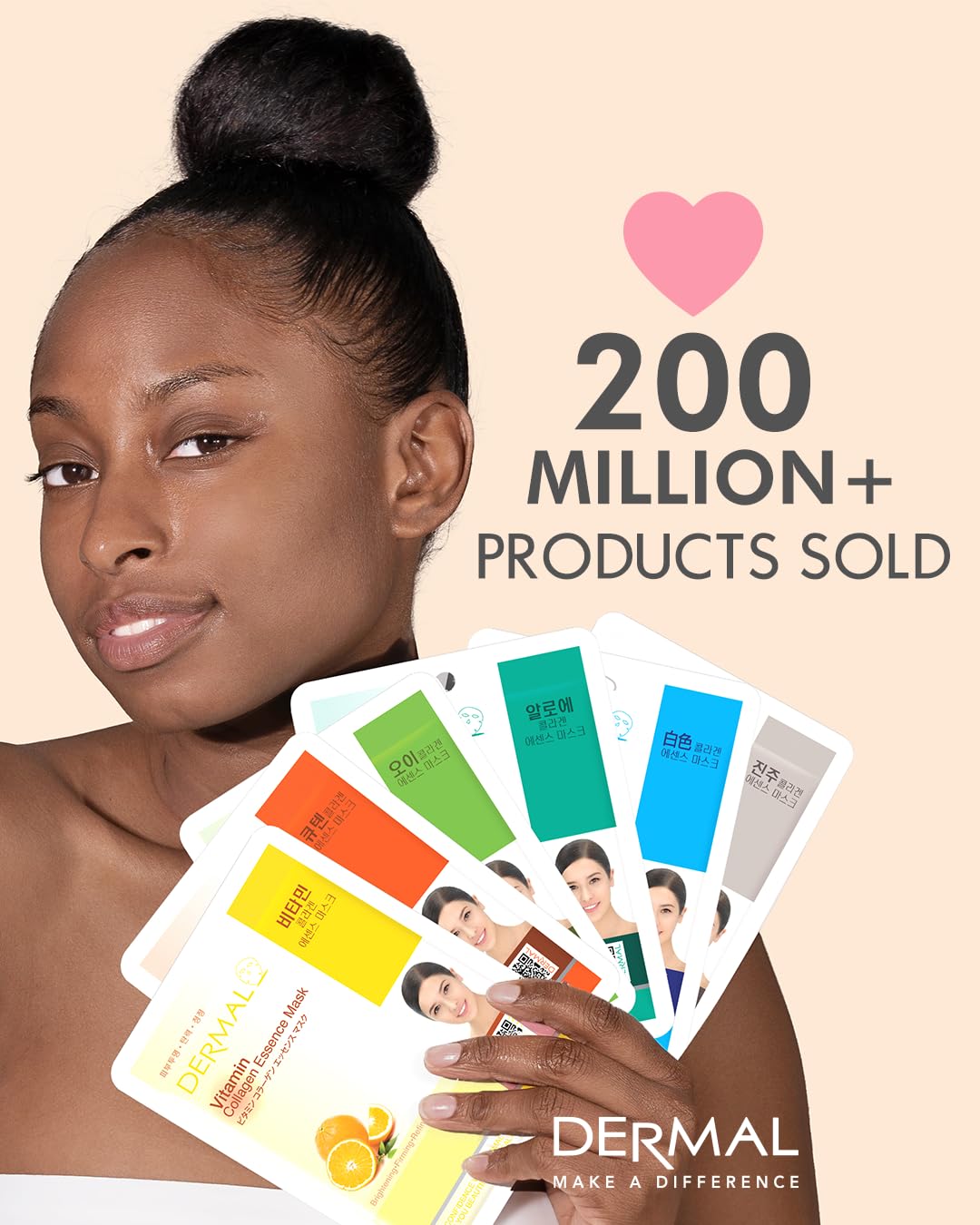 DERMAL Olive Collagen Essence Korean Facial Mask Sheet Pack of 10 - Nourishing, Deep Hydration, Reduces Fine Wrinkles - Hypoallergenic Skin Friendly Sheet