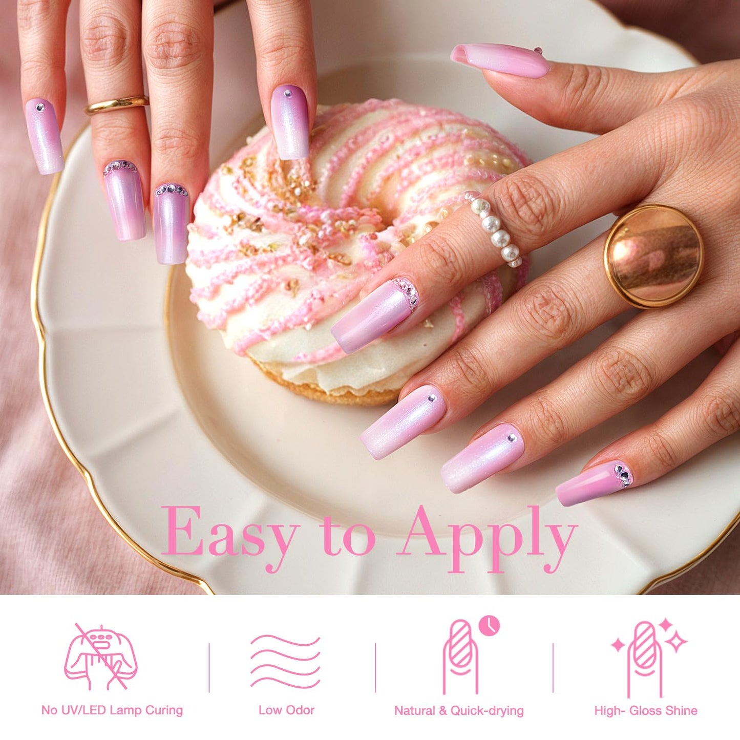 AZUREBEAUTY Pearl Pink Nail Polish Quick Dry Shimmer Light Pink Natural Nail Lacquer Fingernail Polish High Shine Salon-Quality Women Gift