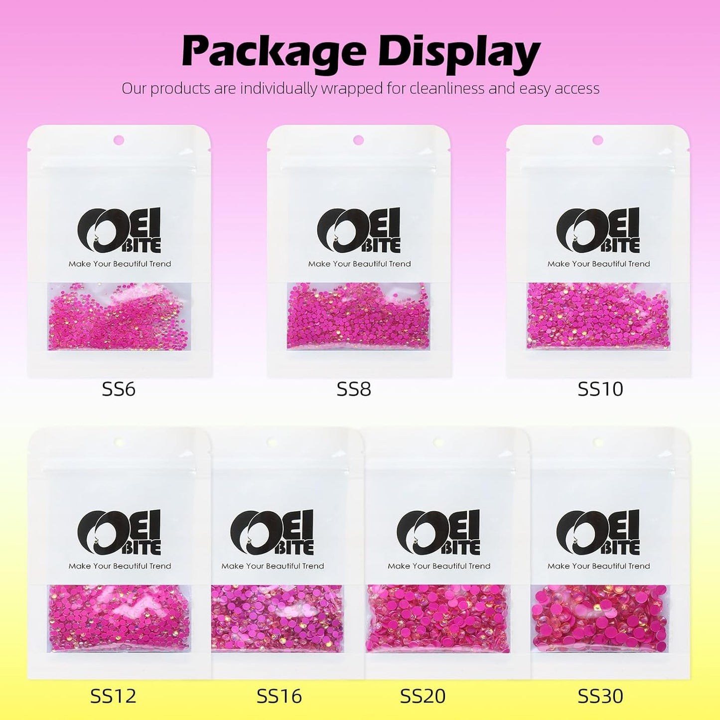 F Rose Flatback Rhinestones, Glass Rhinestones for Nail Art and Craft, Glue Fix, Loose Crystal Gemstones(F Rose, SS8, 1440pcs, 2.3-2.5mm)