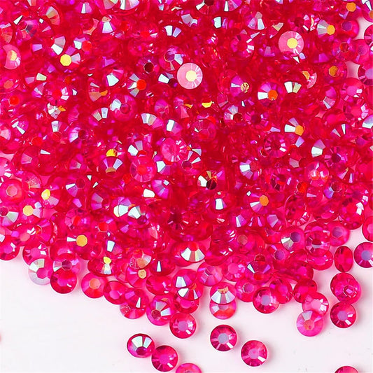1500 Pieces SS16 4mm Flatback Rhinestones AB Clear Round Gems Crystals for Nail Art DIY Crafts Clothes Shoes Bags （Transparent Dark Rose Red AB）
