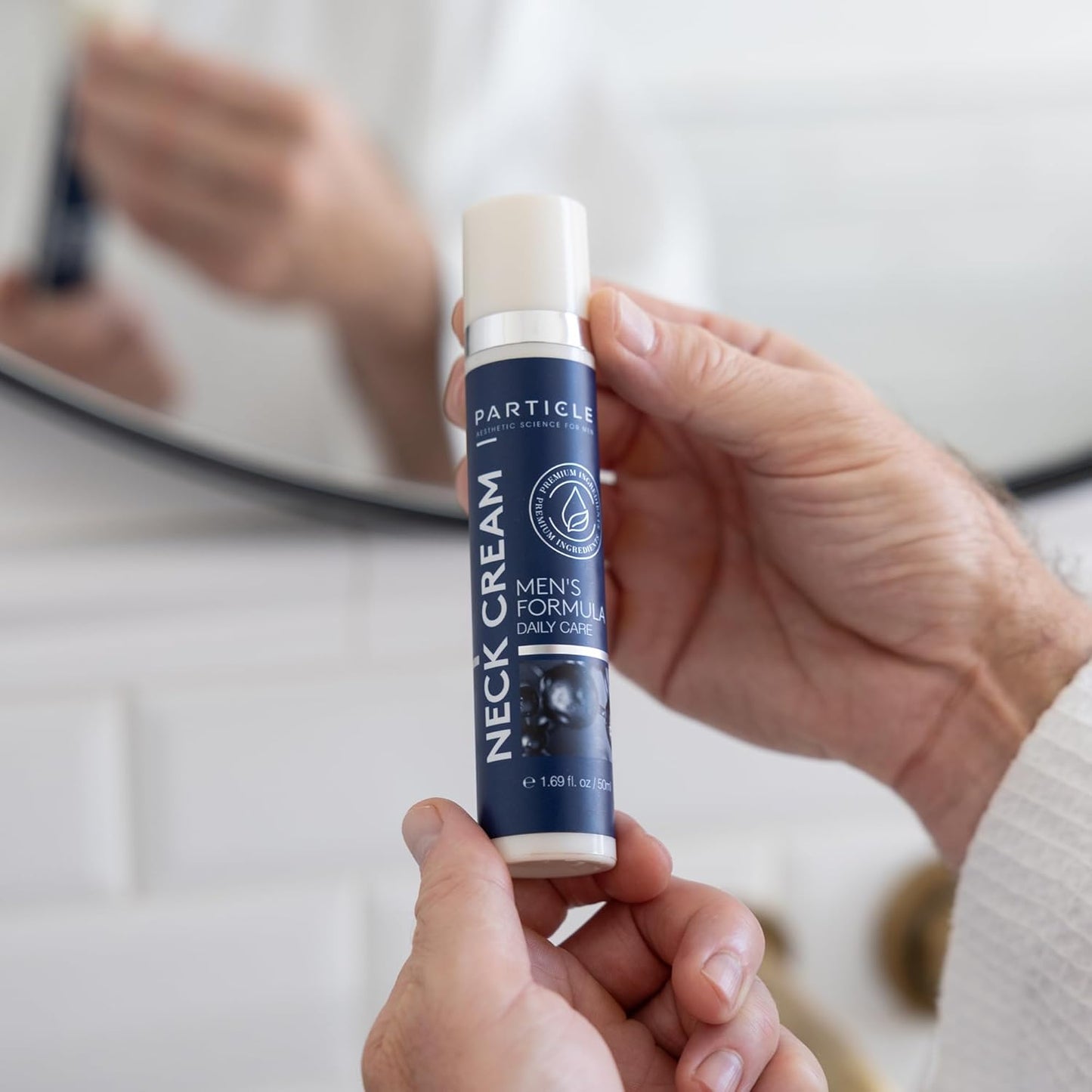 Particle Neck Cream, Daily Skin Care for Men with Collagen, Hyaluronic Acid, Retinol, Vitamin E, Moringa Oil & Shea Butter for Health Skin Support, Hydrating Men’s Body Lotion, 1.7 fl oz