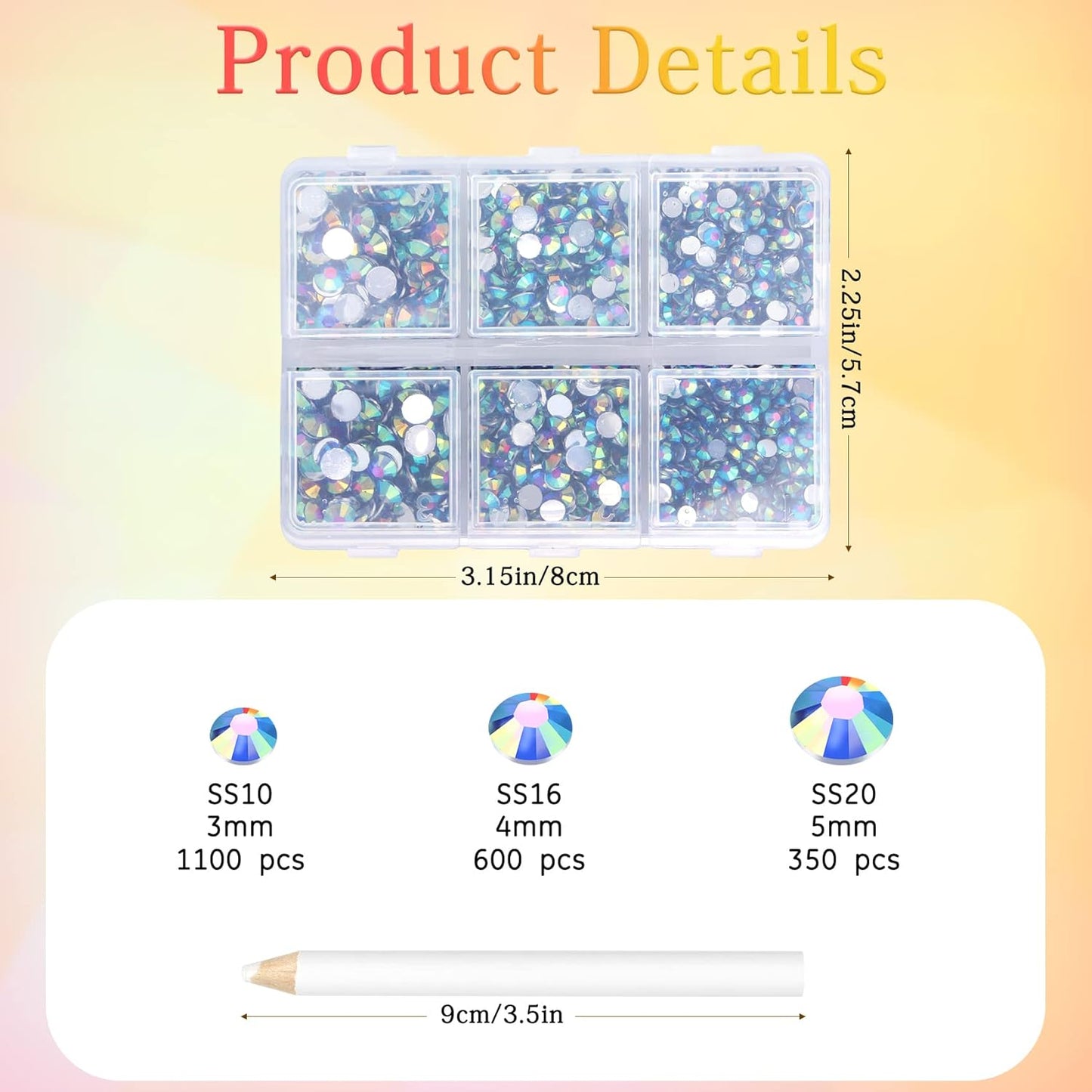 Multi Size 3mm 4mm 5mm Rhinestones Set for Nails Crafts Sapphire Non Hotfix Rhinestones Nail Gems Rhinestone AB Color&Round Flat Back Resin Rhinestone for Makeup Clothes Shoes Eye Bottles Crafts
