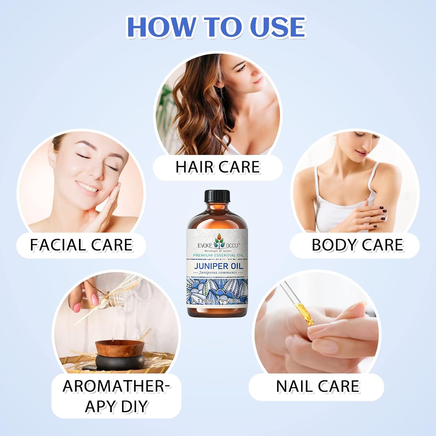 EVOKE OCCU Juniper Berry Essential Oil for Relaxation Clean Massage, Add to Diffuser and lotions - 4 Fl Oz