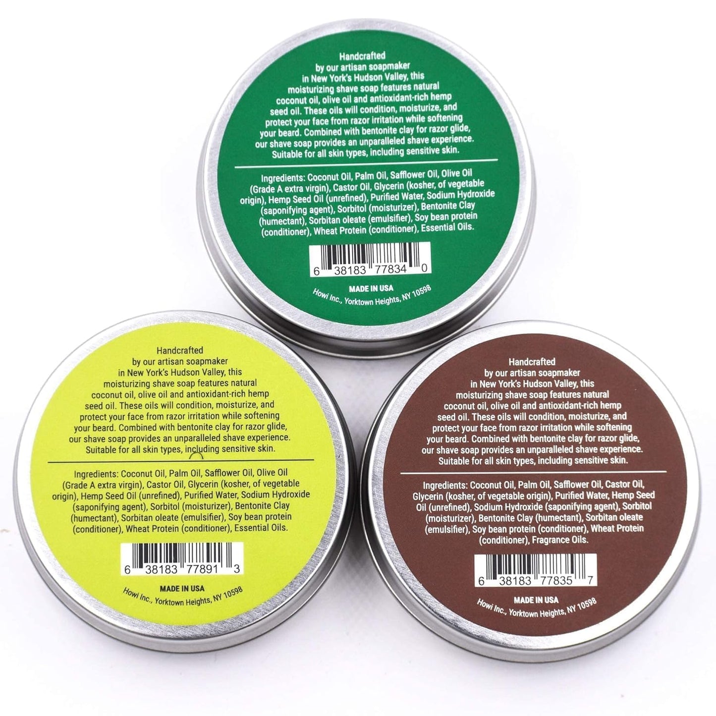 Taconic Shave Barbershop Quality Shaving Soap for Men & Women with Anti-Oxidant Rich Seed Oils – Moisturizing Shaving Soap for All Skin Types (Variety Pack - Lime, Eucaluptus Mint & Bay Rum)