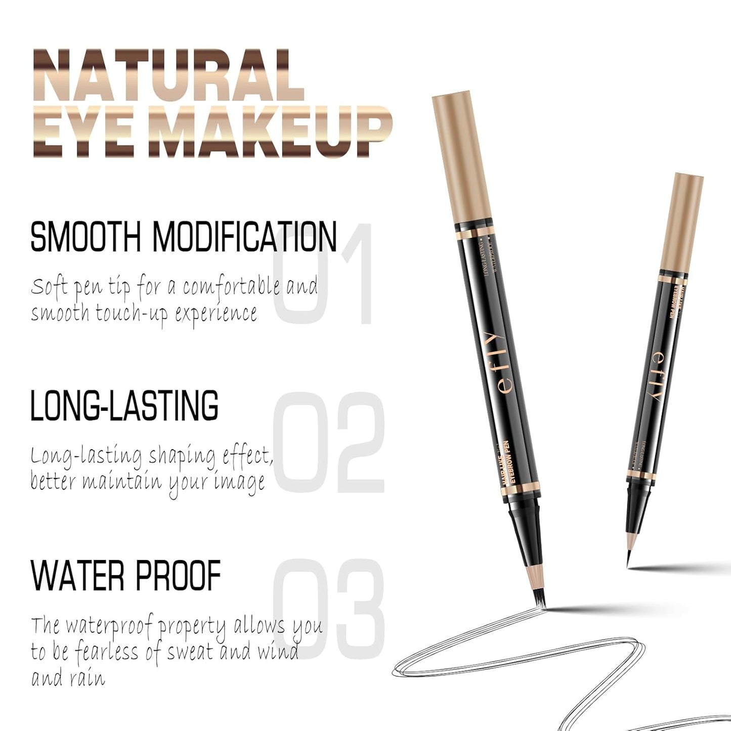 Eyebrow Pencils for Women, Microblading Eyebrow Pen Magical 2-in-1 Dual-Ended Brow Pen with 3D & Precise Brush-Tip Create Natural Hair-Like Brows, Last All-Day(Black Brown)