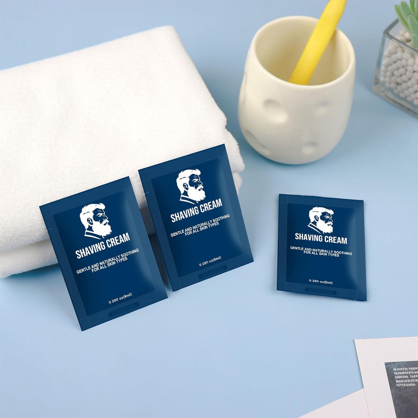 Shaving Cream Bulk Travel,8ml/0.28 oz Travel Shave Cream Disposable Shaving Cream in Bulk for Hotel Homeless （Jasmine，pack of 30)