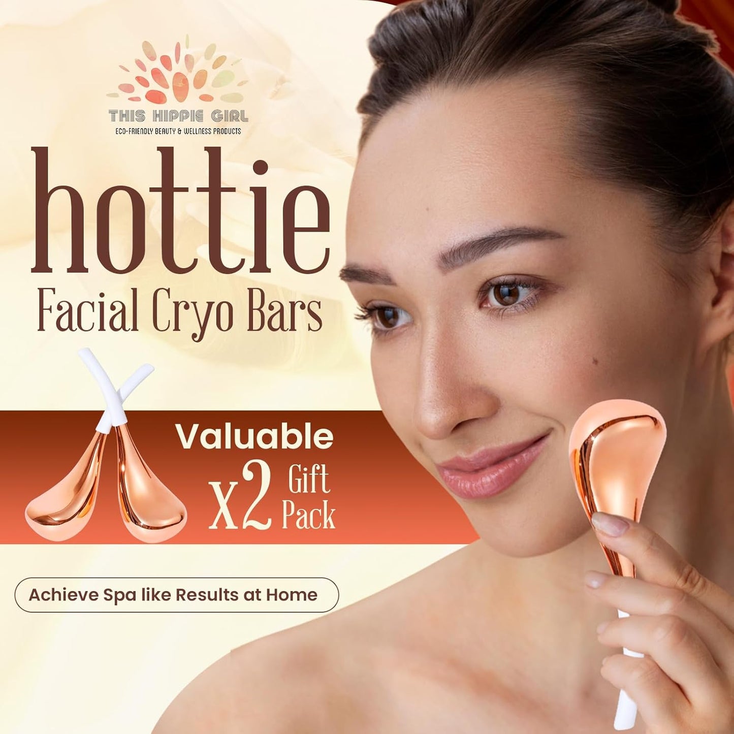 Ice Globes Facial Skin Care Tools for Women, Cryo Sticks for facials, Rose Gold Cold Therapy, Stainless Steel Cryo Wands, Soothe and DePuff Cold Bars for Face and Eyes, Facial Tools