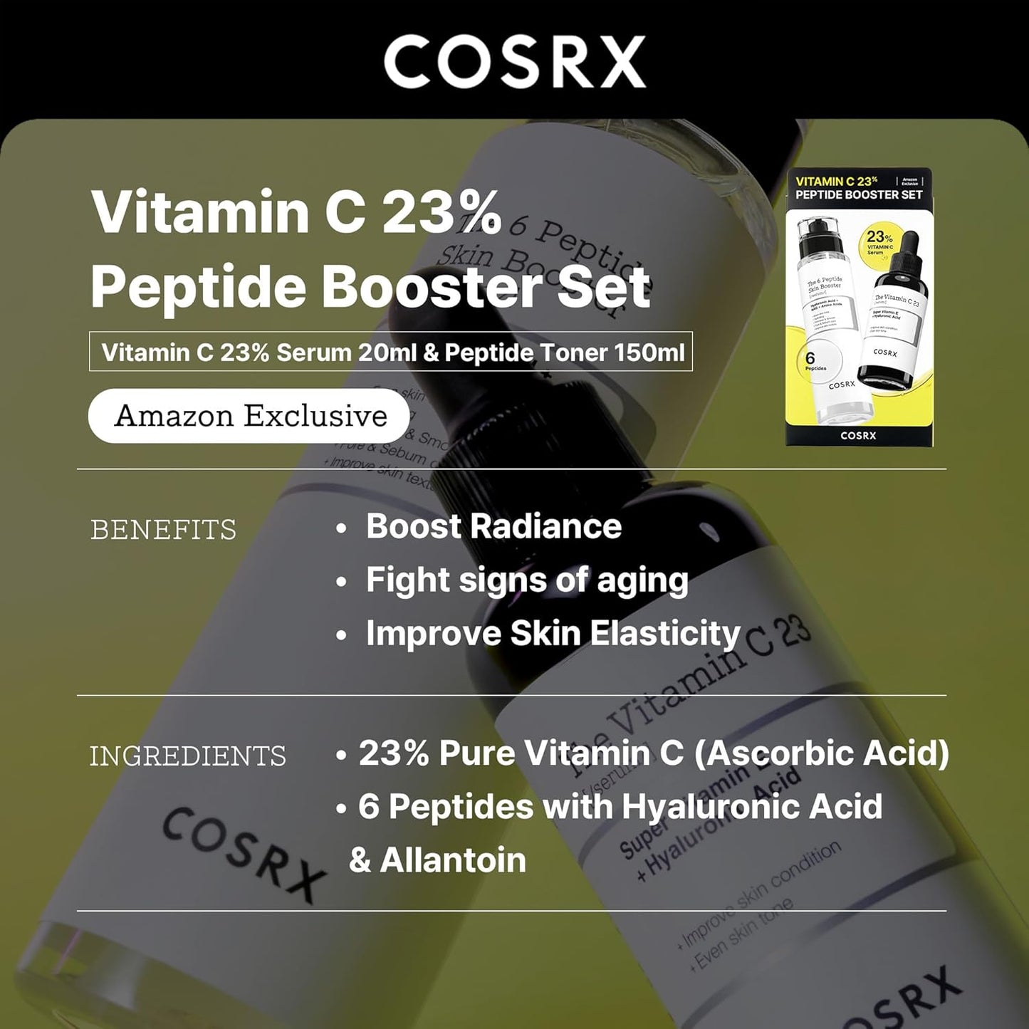 COSRX Vitamin C 23% Peptide Booster Set - Amazon Exclusive - Korean Skin Care, Gift Sets, Vitamin C Serum, Face Serum