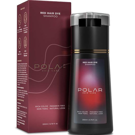 Polar Haircare - Hair Dye Shampoo for Gray Hair for Women & Men (Red) Natural Hair Dye Kit - Semi Permanent Hair Dye Shampoo - Vegan Hair Dye USA 6.76 Fl Oz