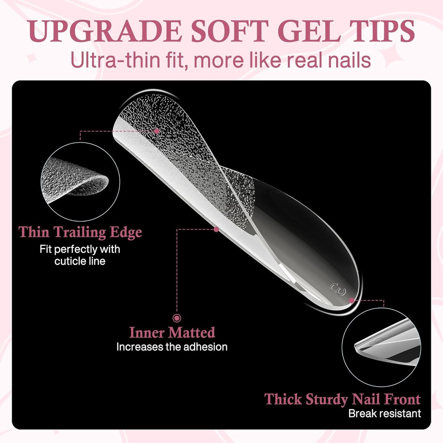 Medium Almond Nail Tips, 360pcs Soft Gel Pre-Shaped Acrylic Fake Nails, Half Matte Full Cover Clear Gelly Press on Flase Nail Tips for Extension Nail Manicure Home DIY 12 Sizes Gelly Tips