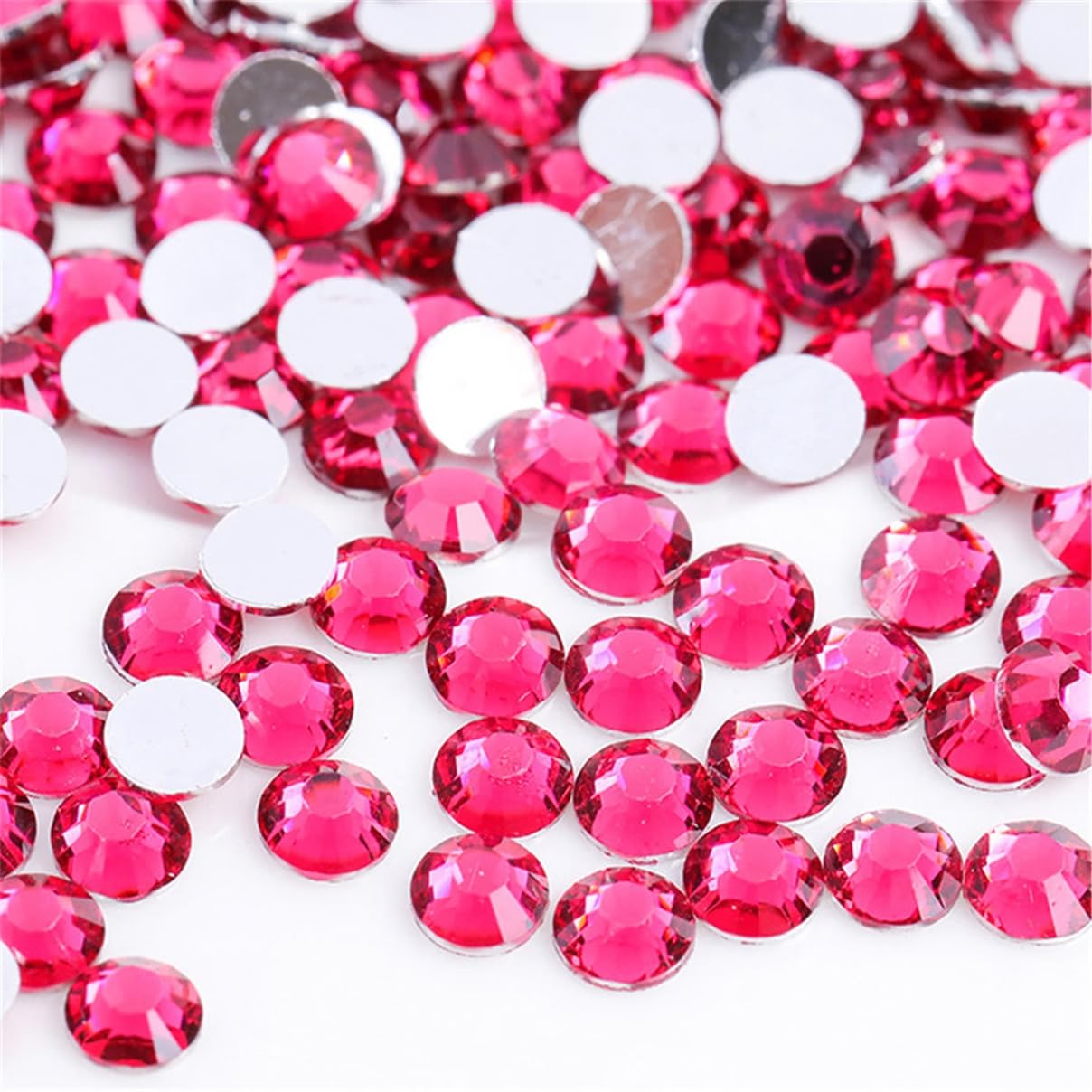 3000 Pieces SS12 3mm Flatback Rhinestones Clear Glass Round Gems Crystals for Nail Art DIY Crafts Clothes Shoes Bags （Light Rose Red）