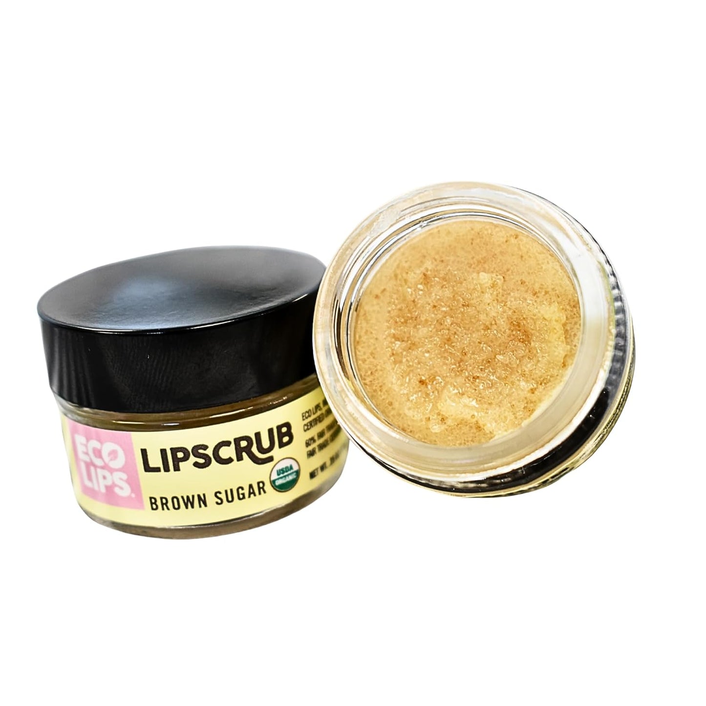 Eco Lips Brown Sugar Lip Scrub 2 Pack - 100% Organic Lip Care Treatment with Organic Sugar and Coconut Oil - Gently Exfoliate and Polish Dry, Flaky Lips, 0.50 oz jars