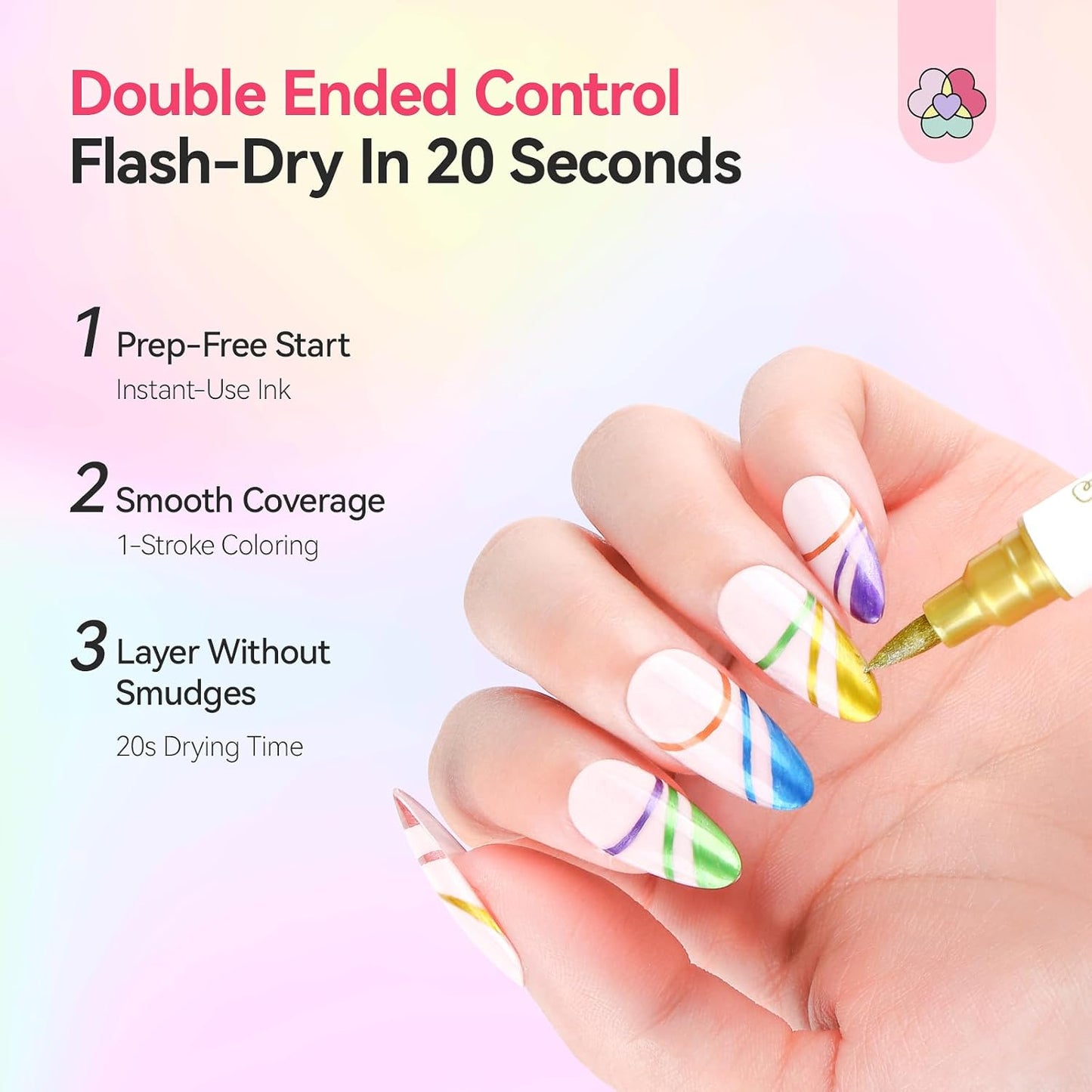 SAVILAND Essentials Nail Art Pens Set: 10 Colors Double Ended Quick Dry Nail Polish Pens for Nail Art Design Painting Drawing Liner Brush Dotting Tool Metallic Nail Paint Markers Pen Home Manicure DIY