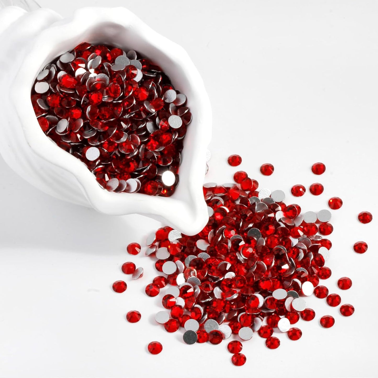 2000PCS SS12 Flatback Rhinestones | 12-Facet Diamond-Cut Glass Gems for Nail Art, Clothing, DIY Crafts |Glue-On Decoration Stones with Silver Backing(Siam)