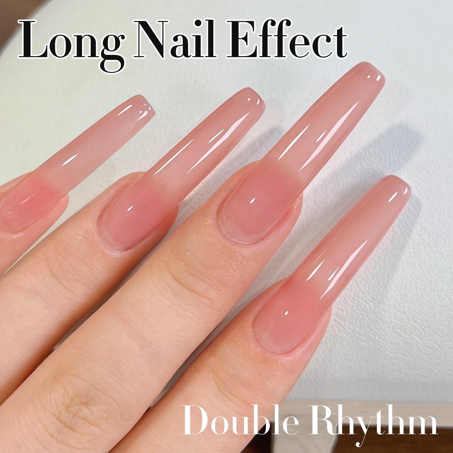 Double Rhythm Gel Polish Translucent Sheer Neutral Natural Light Milky Same Color Same Bottle 15ML Jelly Polish Art DIY at Home (Baby Nude Pink-A1321)