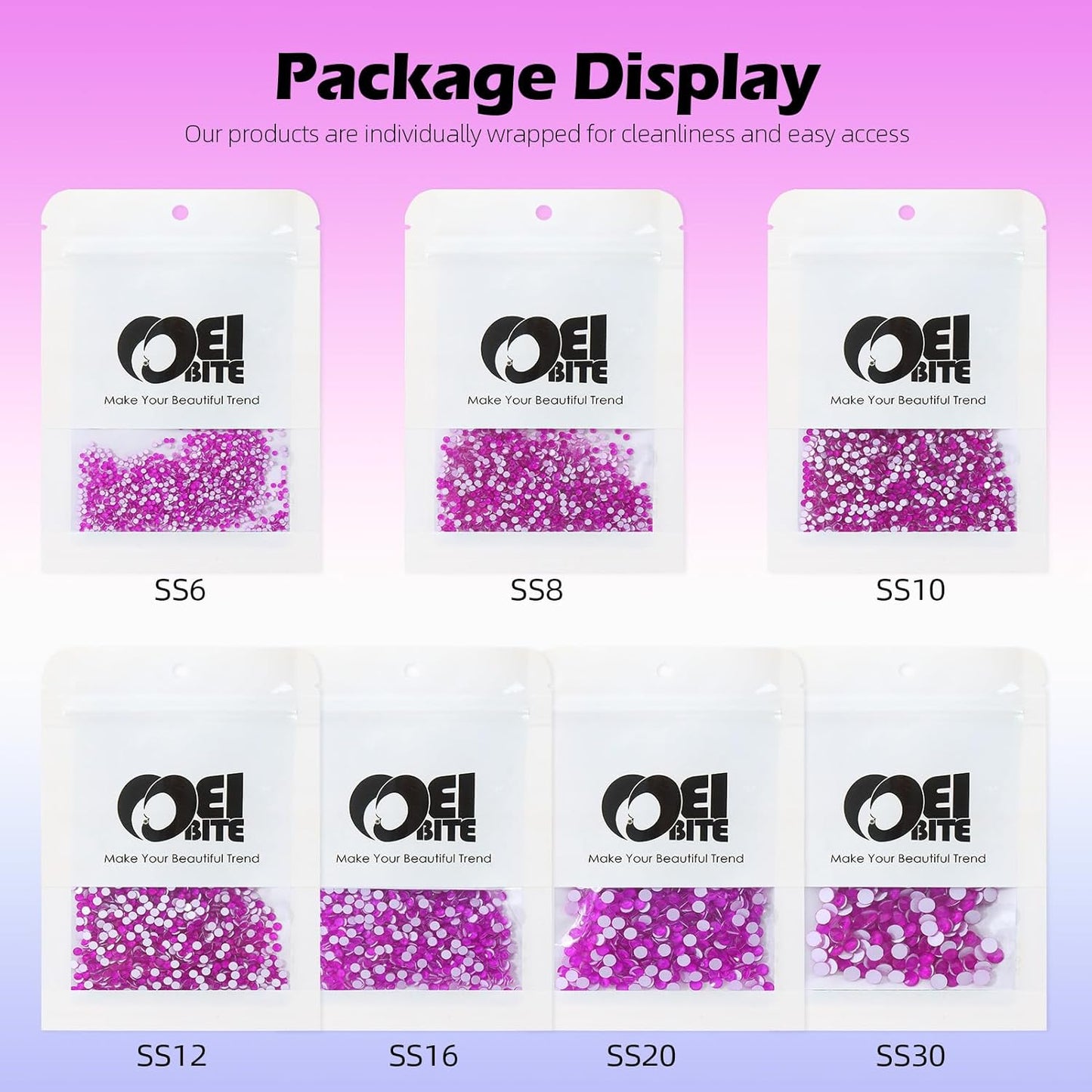 Neon Purple Flatback Rhinestones, Glass Rhinestones for Nail Art and Craft, Glue Fix, Loose Crystal Gemstones(Neon Purple, SS16, 1440pcs, 3.8-4.0mm)