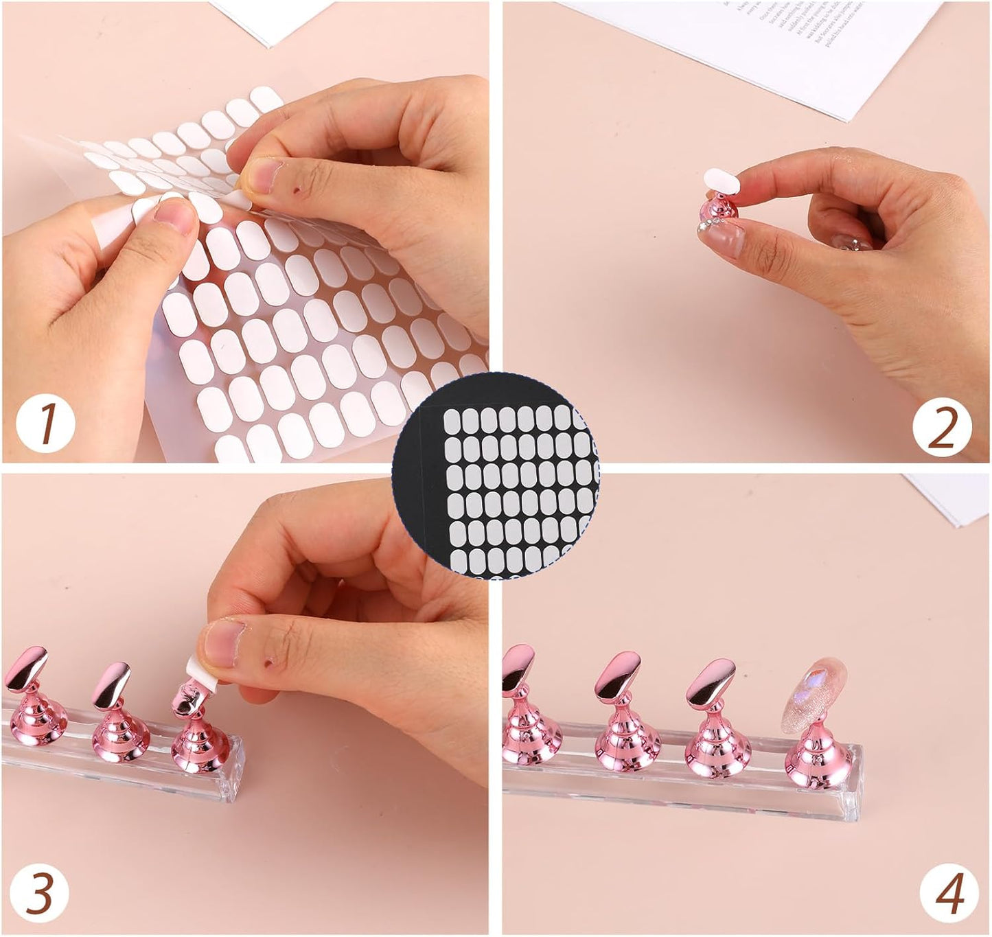600 Pcs False Tip Double Sided Adhesive Tapes for Nail Art Holder Pre-cut Display Strips