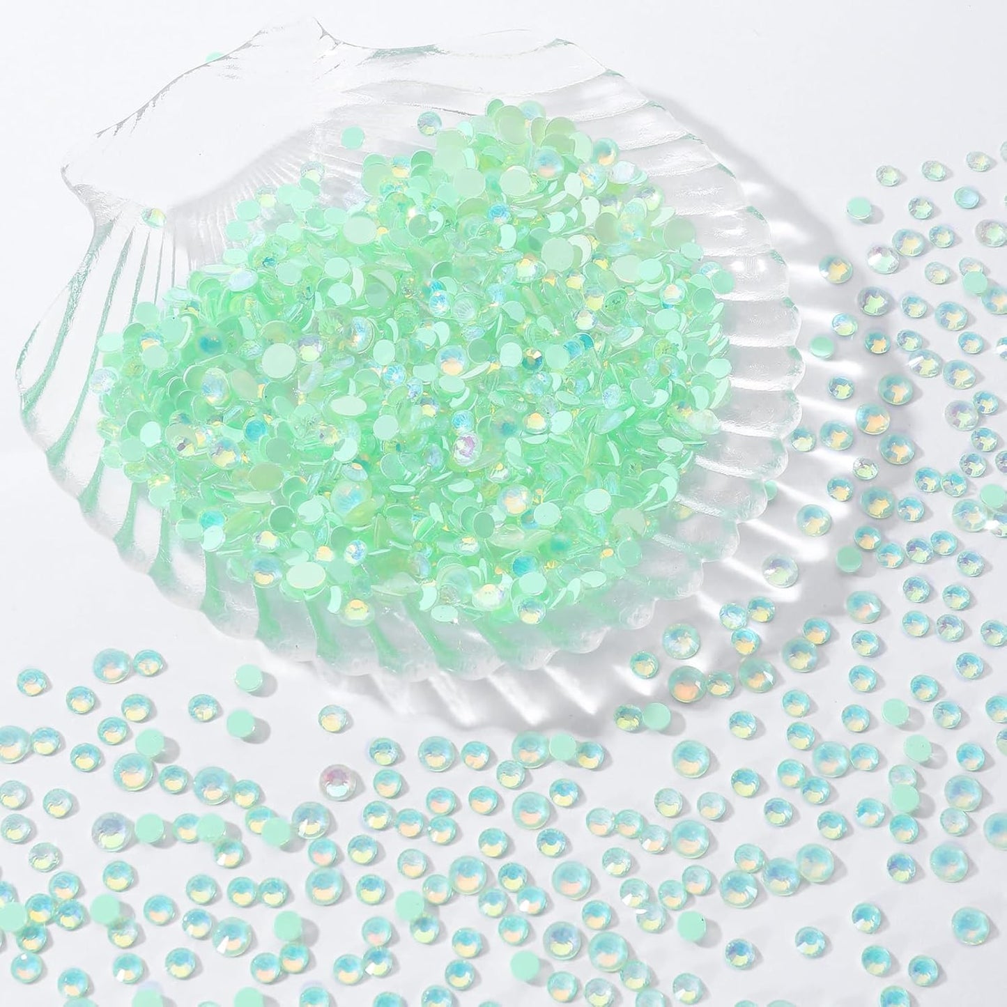 F Light Green Flatback Rhinestones, Glass Rhinestones for Nail Art and Craft, Glue Fix, Loose Crystal Gemstones(F Light Green, SS8, 1440pcs, 2.3-2.5mm)