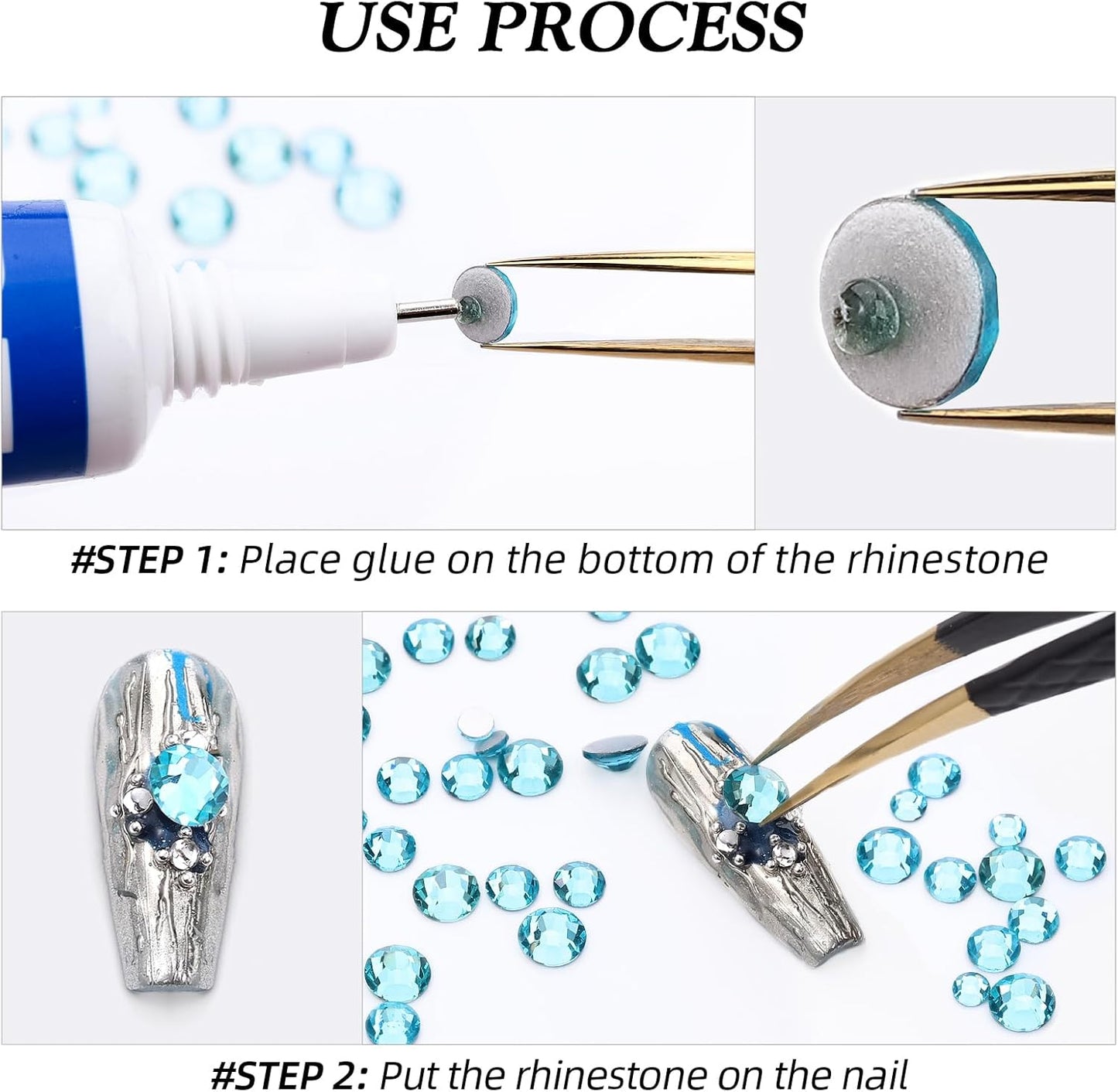 Malachite Blue Flatback Rhinestones, Glass Rhinestones for Nail Art and Craft, Glue Fix, Loose Crystal Gemstones(Malachite Blue, SS30, 288pcs, 6.4-6.6mm)