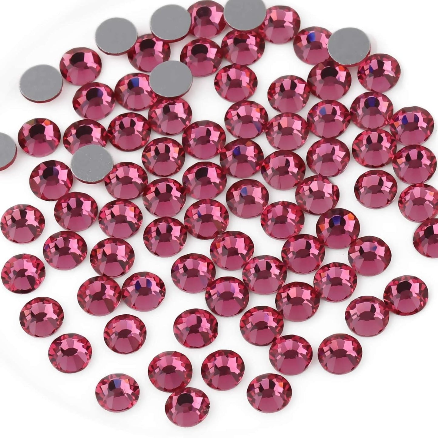 beadsland Flat Back Crystal Rhinestones Round Gems for Nail Art and Craft Glue Fix,Rose (1.3-1.4mm) SS3/1440pcs