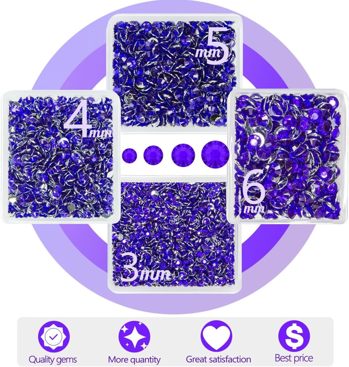 Purple Violet Crystal Resin Rhinestones w B7000 Jewelry Glue for Bedazzling Crafting Dark Purple Flatback Stone 3mm 4mm 5mm 6mm Diamonds Crystals Gems for Nails Face Eye Makeup Tumblers Crafts