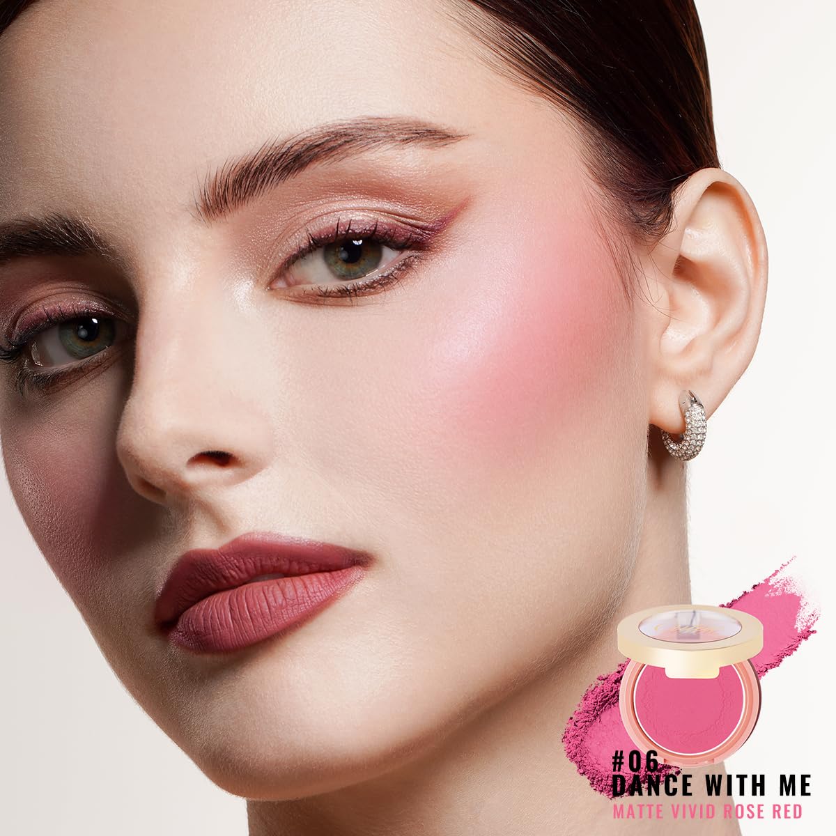 Oulac Hot Pink Blush Makeup| Highly Pigmented Powder blush| Natural Matte| Shape&Highlight Face| Cruelty-Free Blush with Rose Oil|4.8g 06
