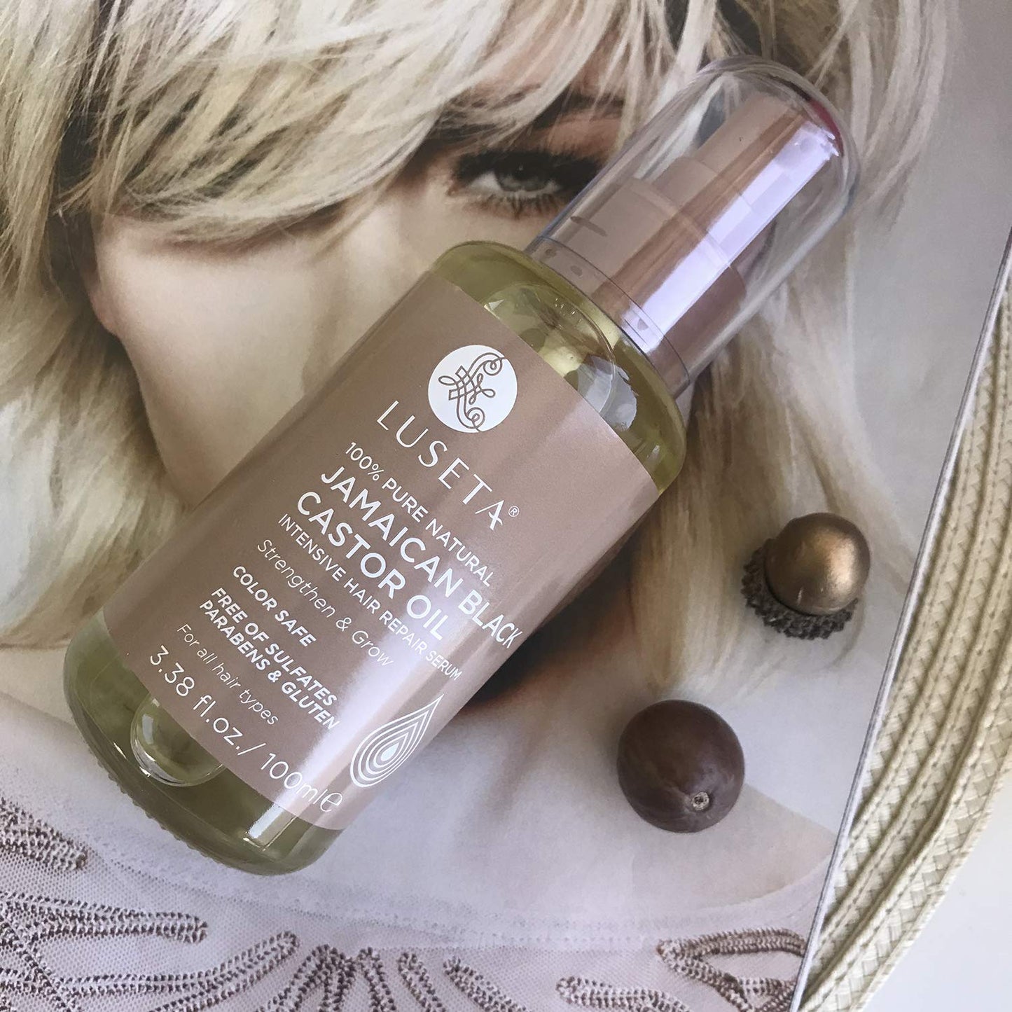 Luseta 100% Pure Natural Jamaican Black Castor Oil Hair Oil, Moisturizing & Healing, For Hair Growth 3.38oz