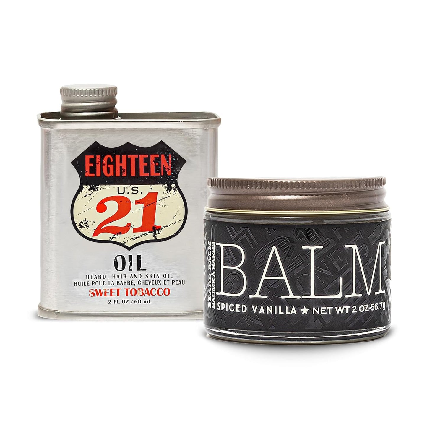 18.21 Man Made Sweet Tobacco Beard Oil & Beard Balm 2-Set Bundle, All Hair & Skin Types for Men, Strengthens and Moisturizes in a Manly Aroma