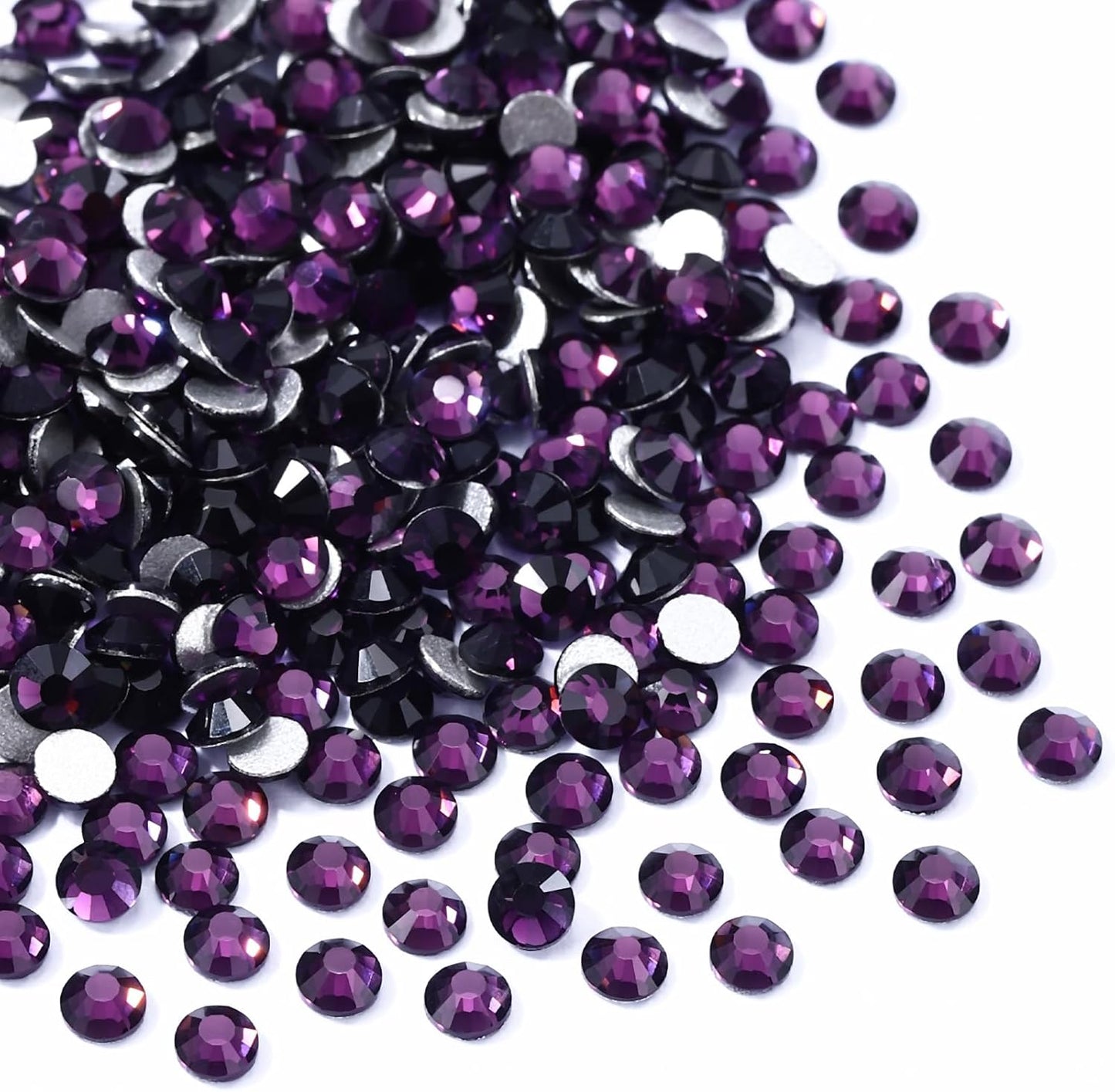 Tanzanite Flatback Rhinestones, Glass Rhinestones for Nail Art and Craft, Glue Fix, Loose Crystal Gemstones(Tanzanite, SS10, 1440pcs, 2.7-2.8mm)