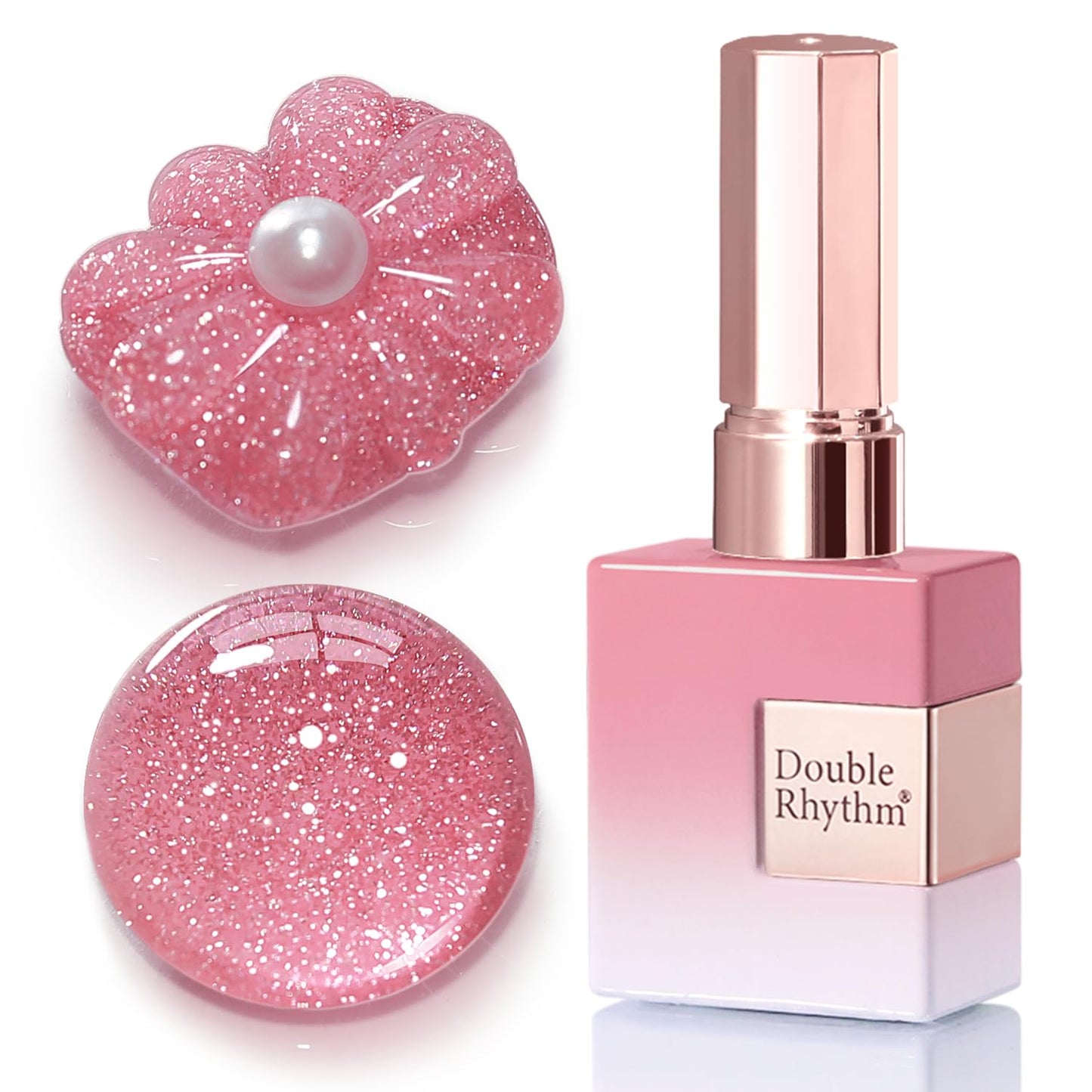 Double Rhythm 0.5Oz Glitter Gel Polish Shimmer Reflective Color for Nail Art Salon DIY Soak Off 15ml Nail Lamp Gel Polish at Home (Light Pink-B1173)