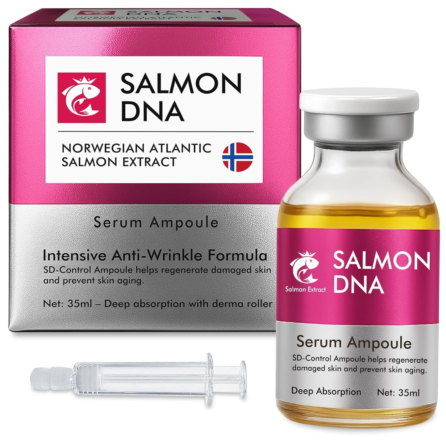 Salmon DNA Ampoule, Microneedling Serum, Anti-Wrinkle & Scar Removal for Face and Body, Salmon DNA Serum Ampoule Anti-wrinkle and Enhance Barrier Function