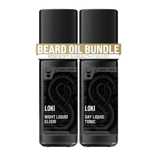 The Beard Struggle Tonic + Elixir Beard Oil Bundle - Platinum Collection - Grooming Beard Oil - Softens, Moisturizers, and Strengthens Beard Growth - Pack of 2, Loki Unscented