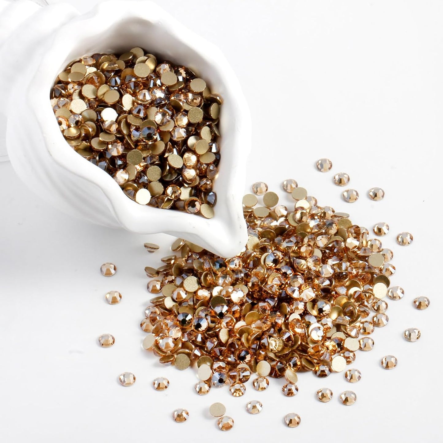 3000 PCS SS8 Flatback Rhinestones,12-Facet Diamond-Cut Glass Gems for Nail Art,Clothing,DIY Crafts,Glue-On Decoration Stones with Silver Backing,Golden Shadow