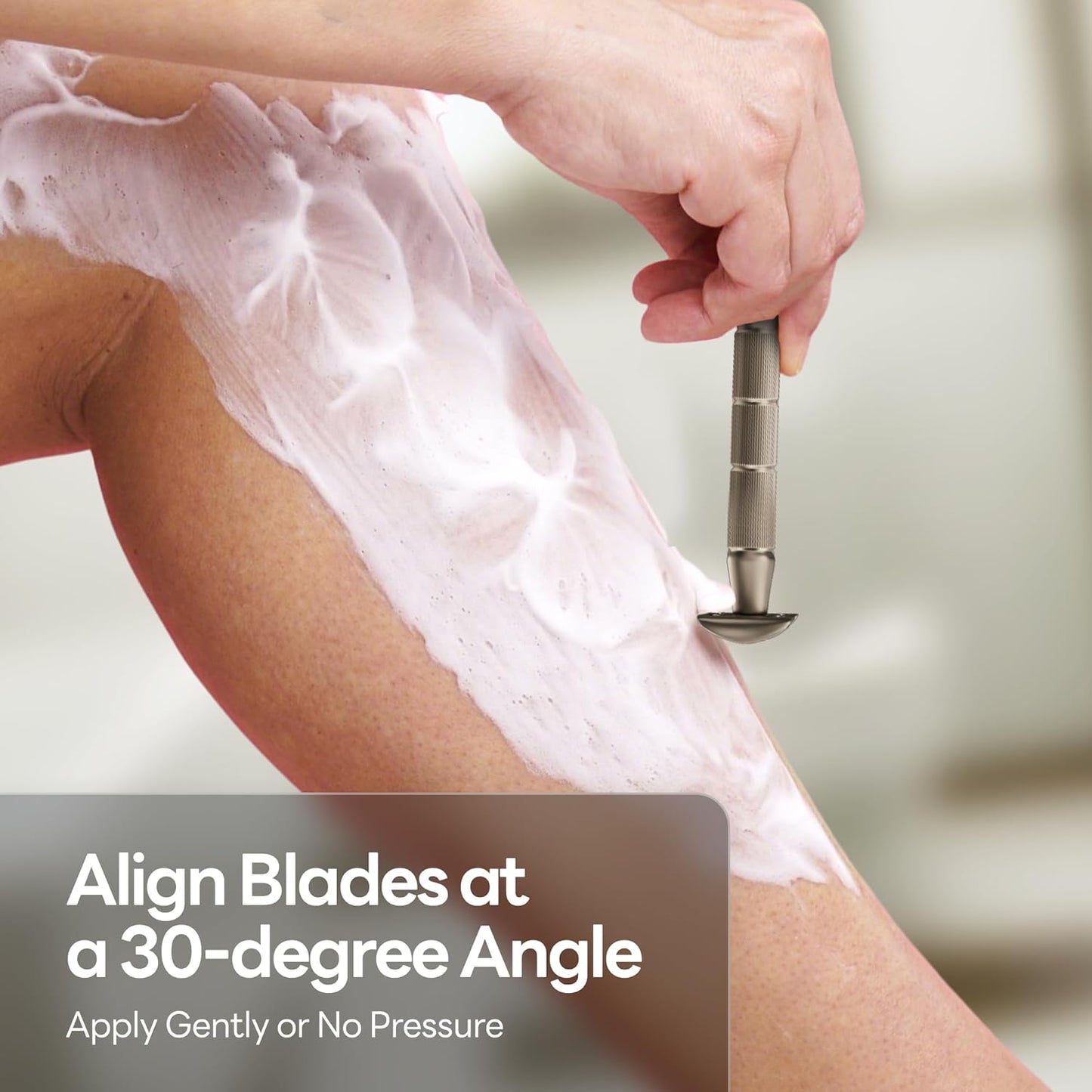 Double-Edge Safety Razor, Single-Blade Razors with 5 Stainless Steel Razor Blades for Men and Women, Reusable Metal Razor – Champagne Matt