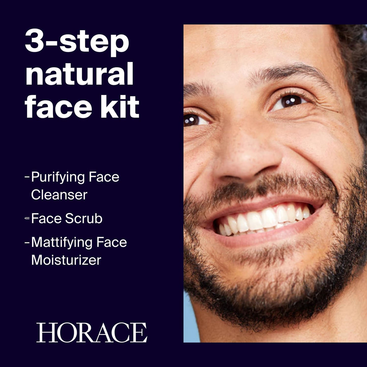 HORACE Gift Set with Purifying Face Cleanser, Gentle Face Scrub, and Mattifying Face Moisturizer - Skincare Set for Cleansing and Hydrating