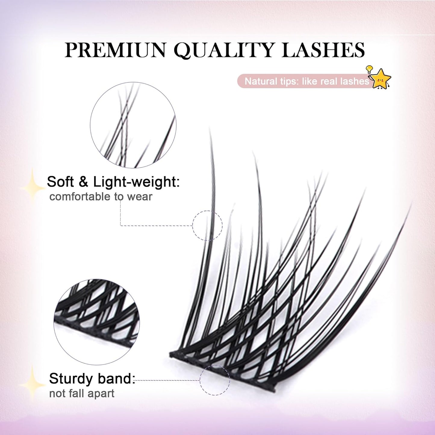 GAQQI Lash Clusters, GQ03 False Eyelashes DIY Lash Extensions D Curl 168PCS Cluster Lashes 14MM, Wispy and Natural Look (GQ03,14mm,D Curl)