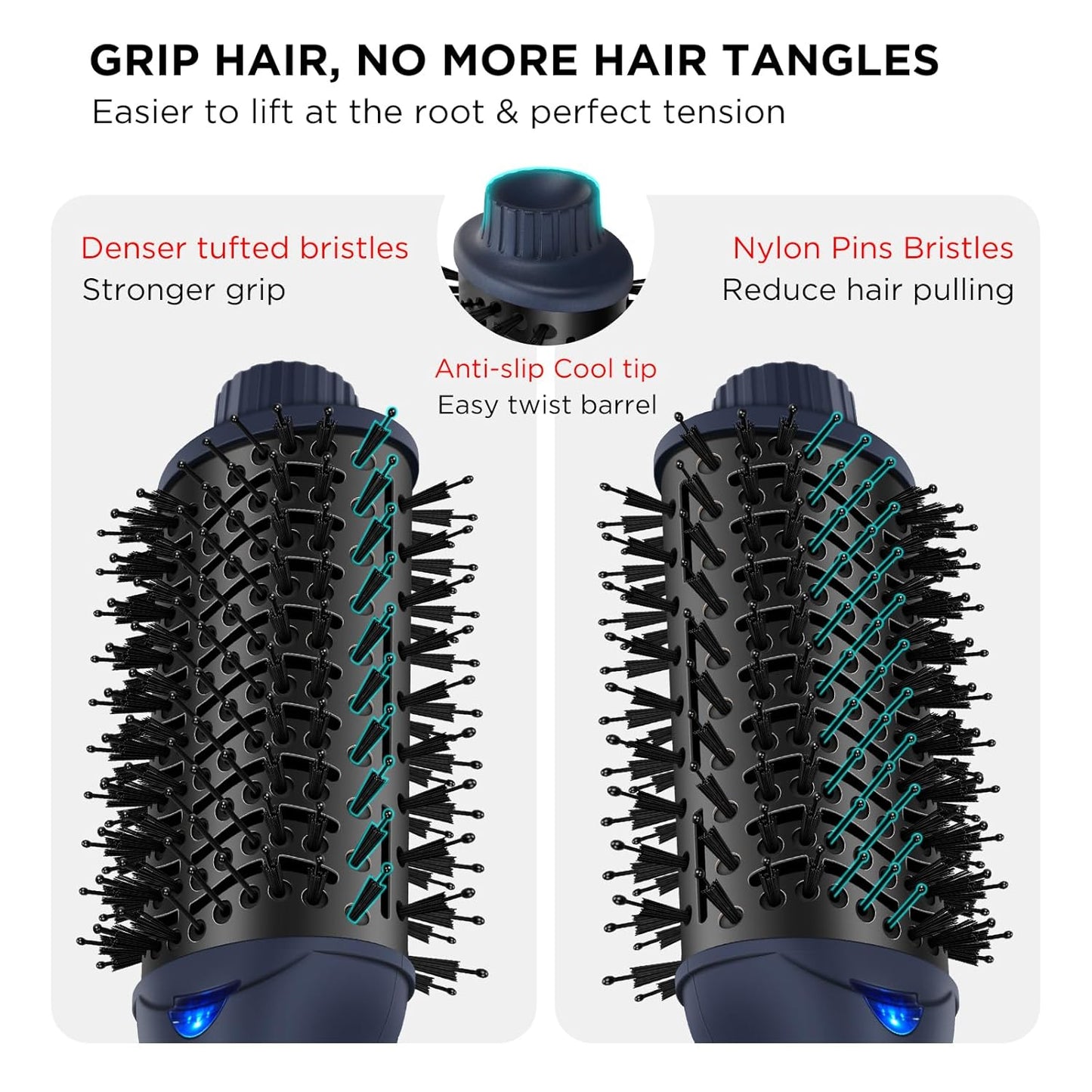 One Step Hair Dryer & Volumizing Brush, Aima Beauty Hair Styling Tool - Ceramic Straightener, Curler, Hot Air Styler & Ionic Salon Brush, Prussian Blue