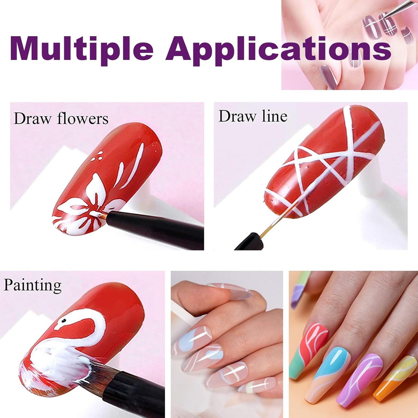 Nail Stamper Nail Art Brushes, French Tip Nail Stamp Clear Nail Art Stamper Jelly with Scraper, 7pcs Nail Pen Brushes, Soft Silicone Stamper Printer DIY French Tip Nail Stamping Manicure Tool