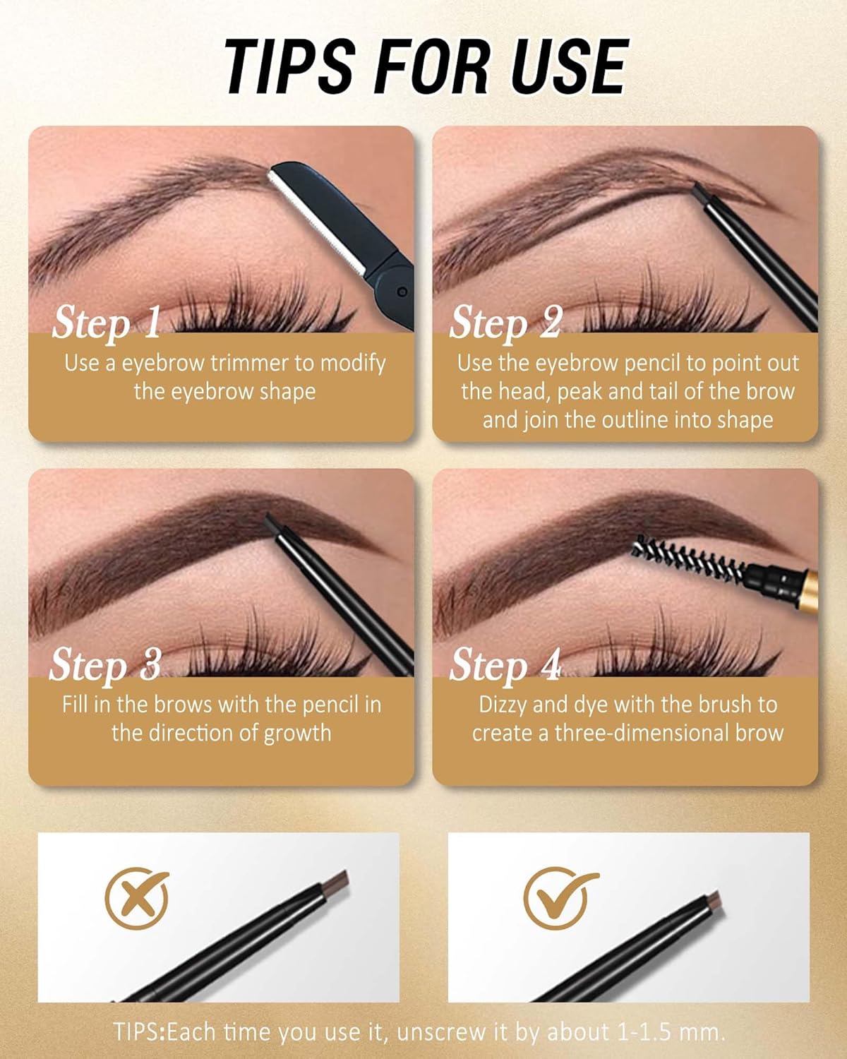 Eyebrow Pencil, 12Pcs Light Brown Ultra-Fine Retractable Eye Brow Pencil,Long-Lasting Waterproof Eyebrow Tint Pen Kit for Define Shape and Fill Brow,Thanksgiving Eye Makeup Gift Set for Women Girl-02