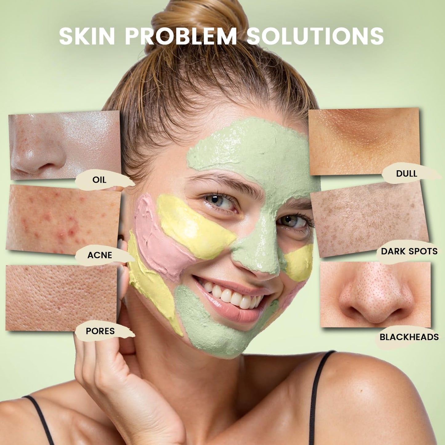 Turmeric Clay Mask, Rose Face Mask & Green Tea Mud Mask 12 PCS - Spa Facial Mask Set Gift for Women & Men, Skin Care Set for Deep Cleansing, Moisturizing, and Refining Pores,Travel-Friendly & Portable