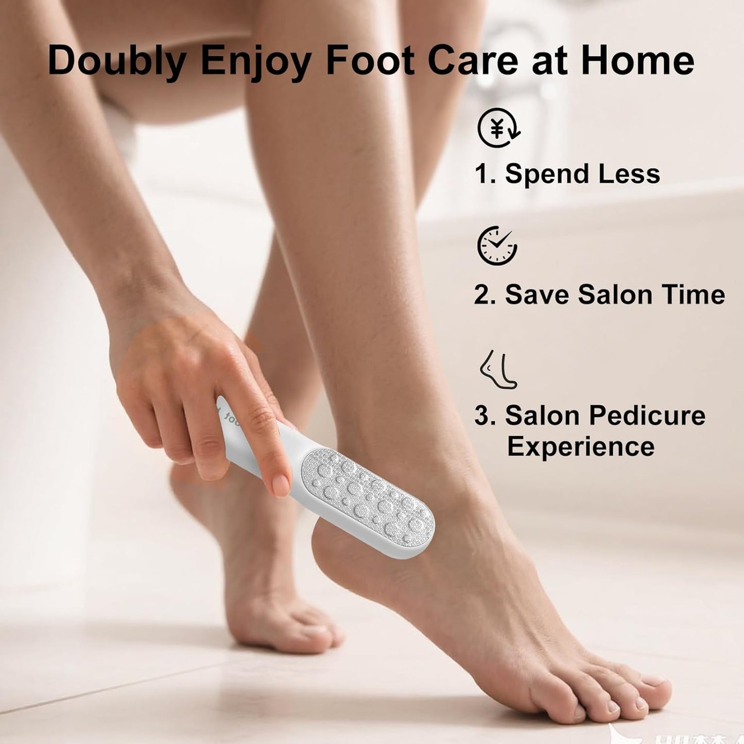 Double-Sided Stainless Steel Foot File & Callus Remover, Professional Pedicure Tool for Dry & Wet Feet, Hard Skin & Corn Remover with Threaded Design, Easy to Clean, White (Home Salon Use)