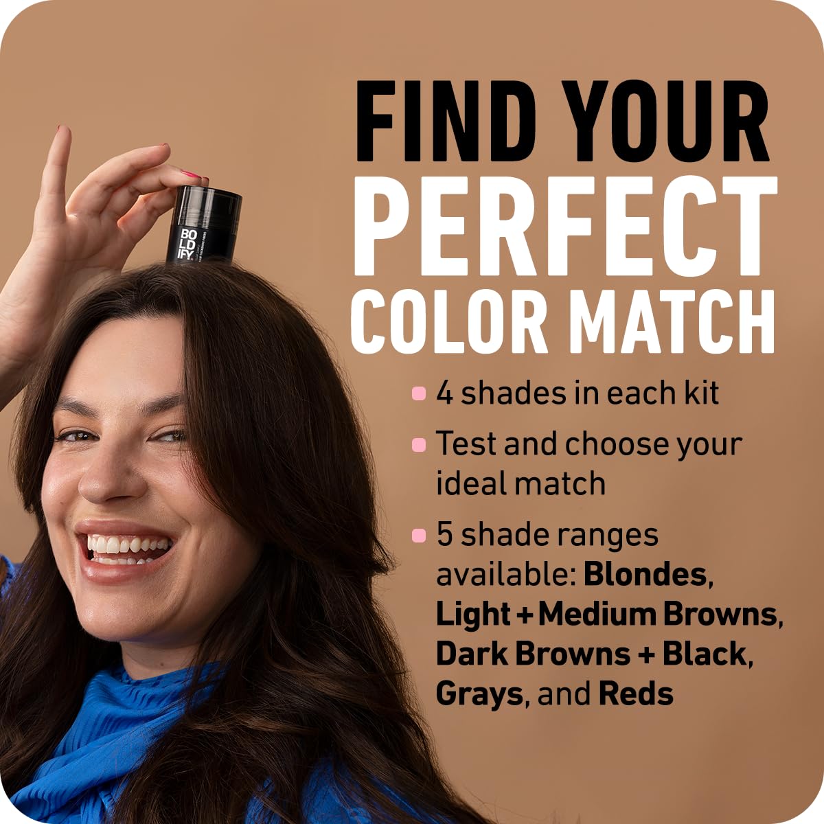 Boldify Hair Fibers Color Sample Kit - Fill In Thinning and Fine Hair for an Instantly Fuller, Thicker Look - 14 Shades for Women & Men - Dark Browns + Black