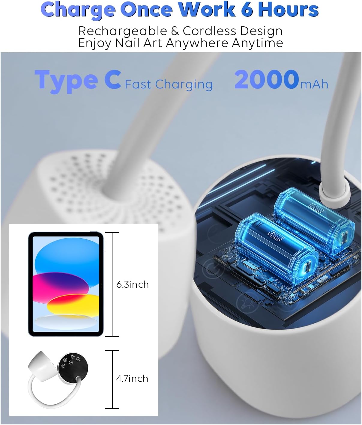 UV LED Nail Lamp - Gooseneck UV Light for Gel Nails Cordless USB 27W Nail Dryer 2 in 1 Gel Lamp and Desk Lamp with 4 Times & Auto Sensor Professional Fast Flash Curing Polish Nail Art(White)